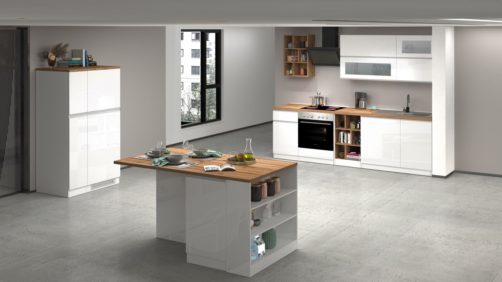 Cucina lineare SOLE 256 cm, composizione 3