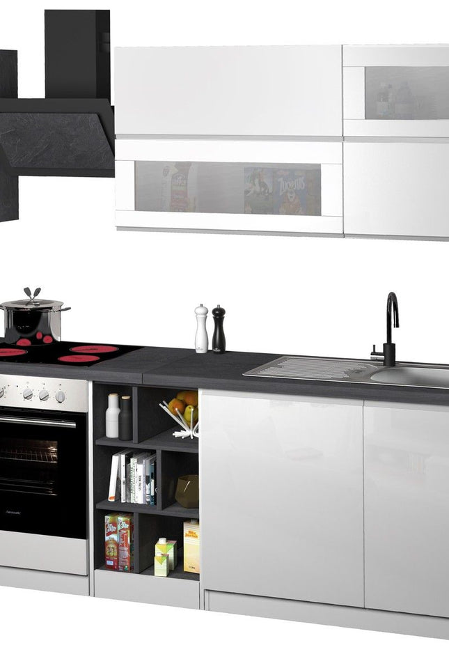 Cucina lineare SOLE 256 cm, composizione 3