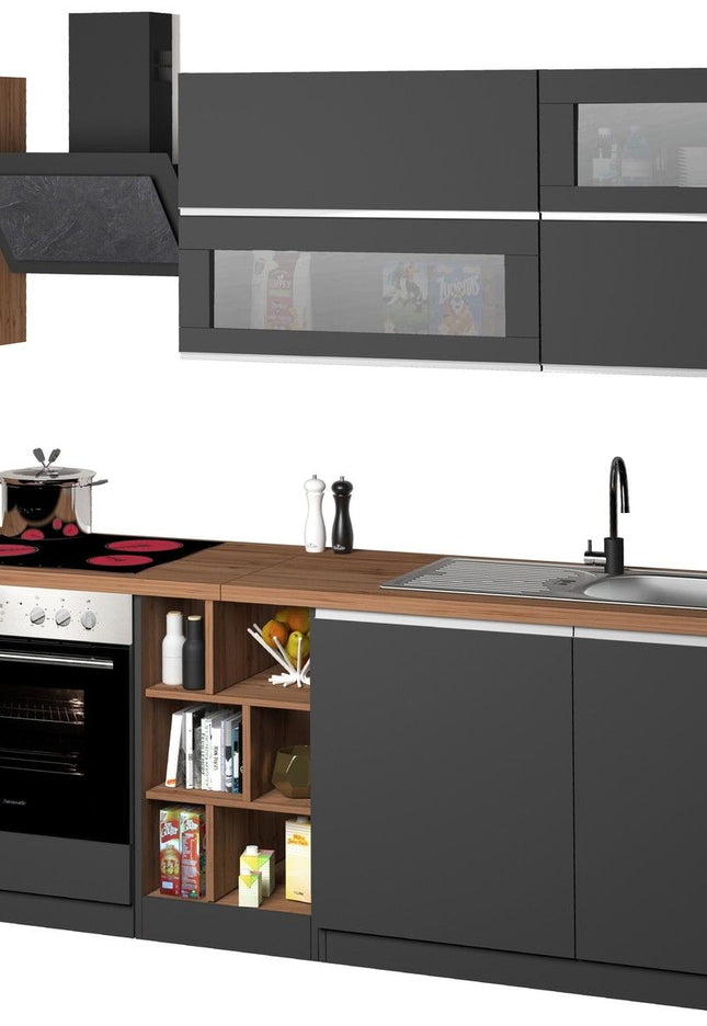 Cucina lineare SOLE 256 cm, composizione 3.