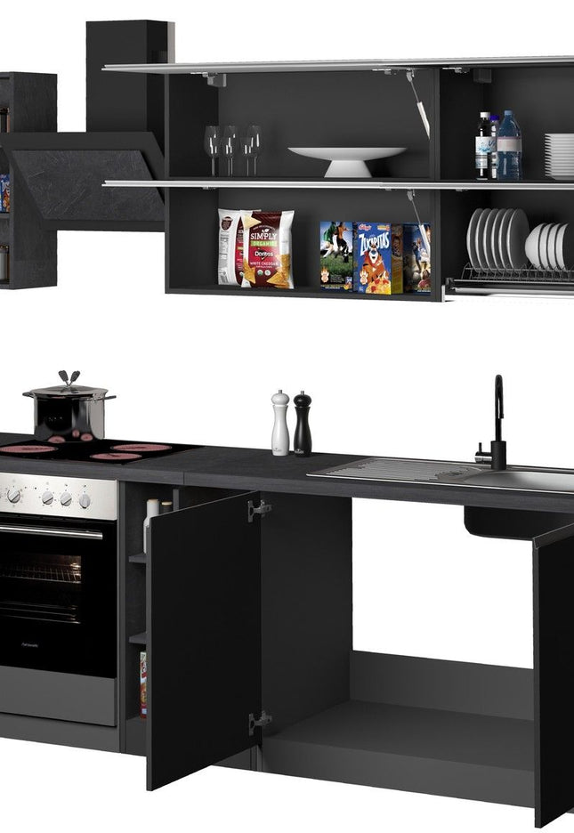 Cucina lineare SOLE 256 cm, composizione 3.