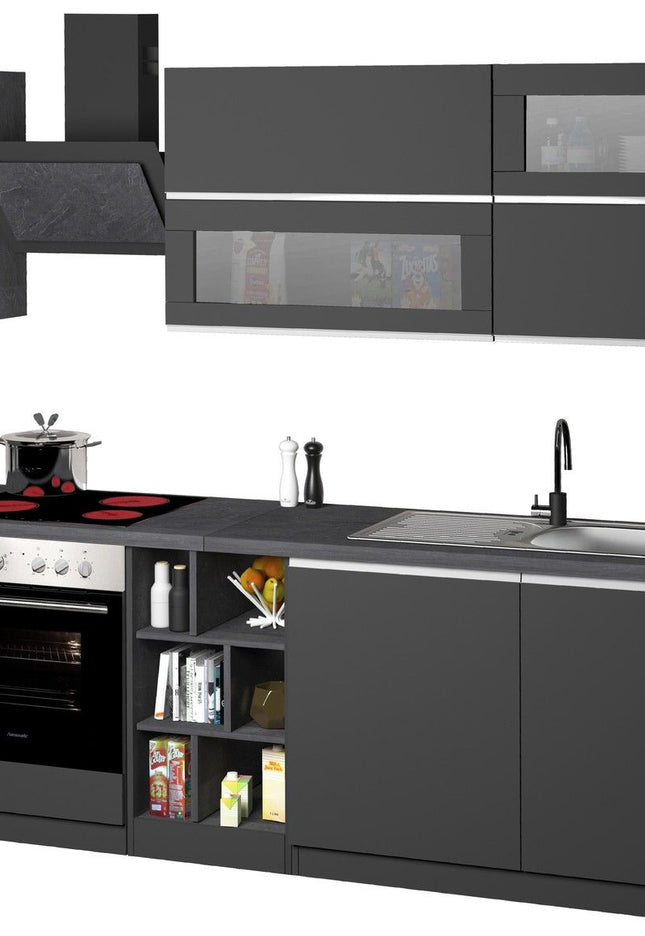 Cucina lineare SOLE 256 cm, composizione 3.