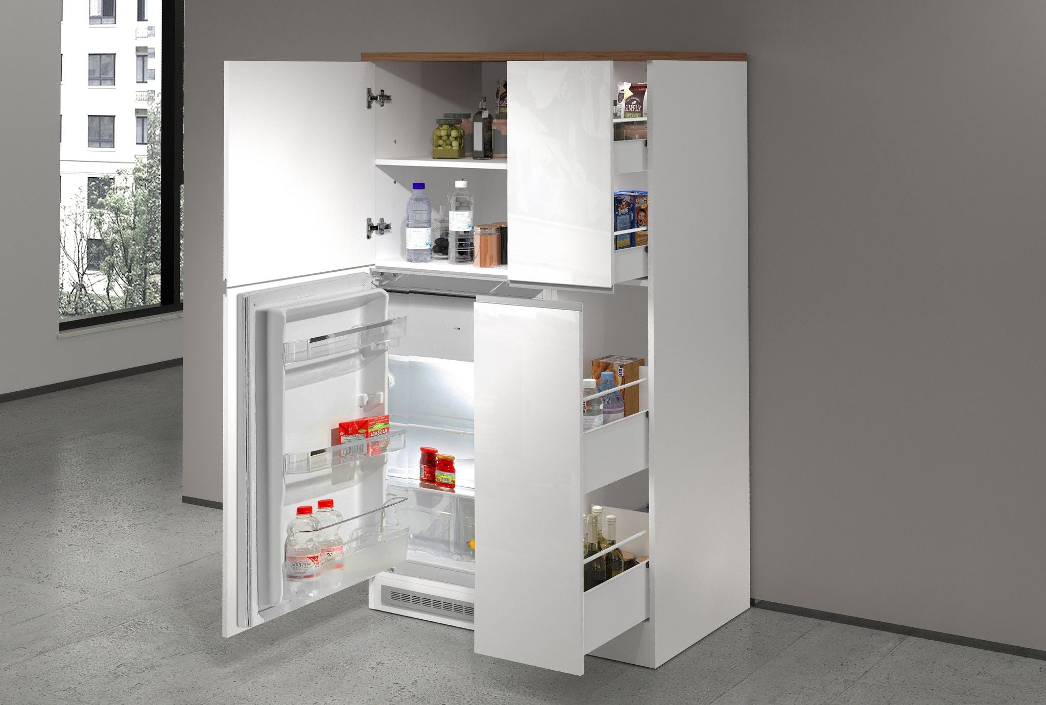 Set portaspezie e porta frigo SOLE - Glossy white / Matte white / Wotan Oak