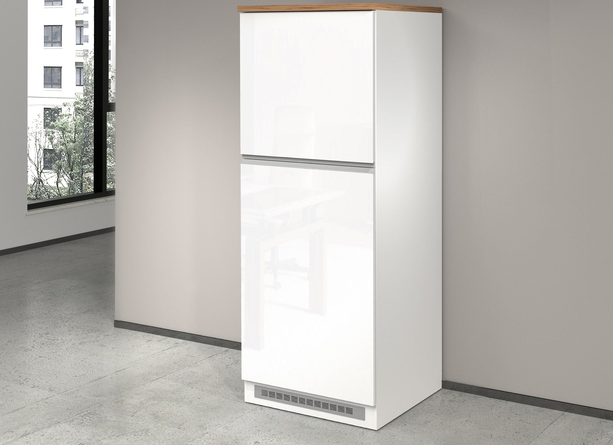 Mobile porta frigo SOLE - Glossy white / Matte white / Wotan Oak