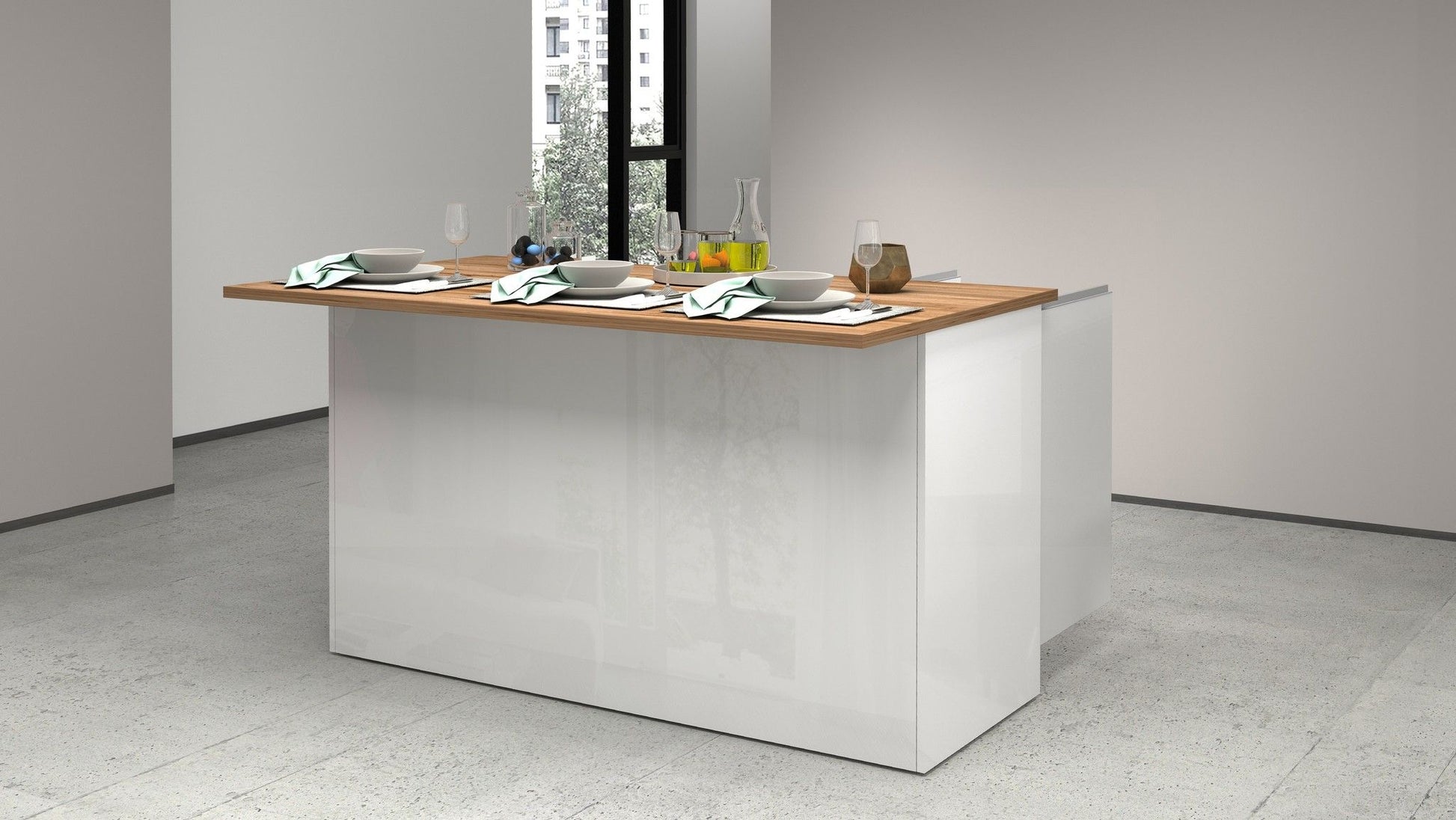 Isola SOLE 3 ante - Glossy white / Matte white / Wotan Oak