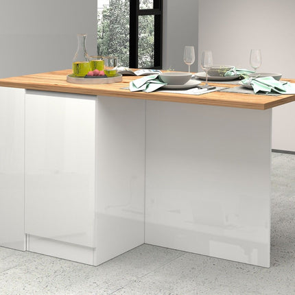Isola SOLE con 2 ante e vani a giorno - Glossy white / Matte white / Wotan Oak
