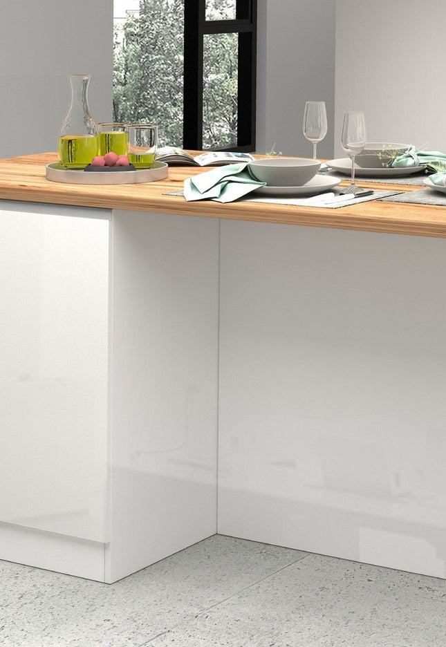 Isola SOLE con 2 ante e vani a giorno - Glossy white / Matte white / Wotan Oak