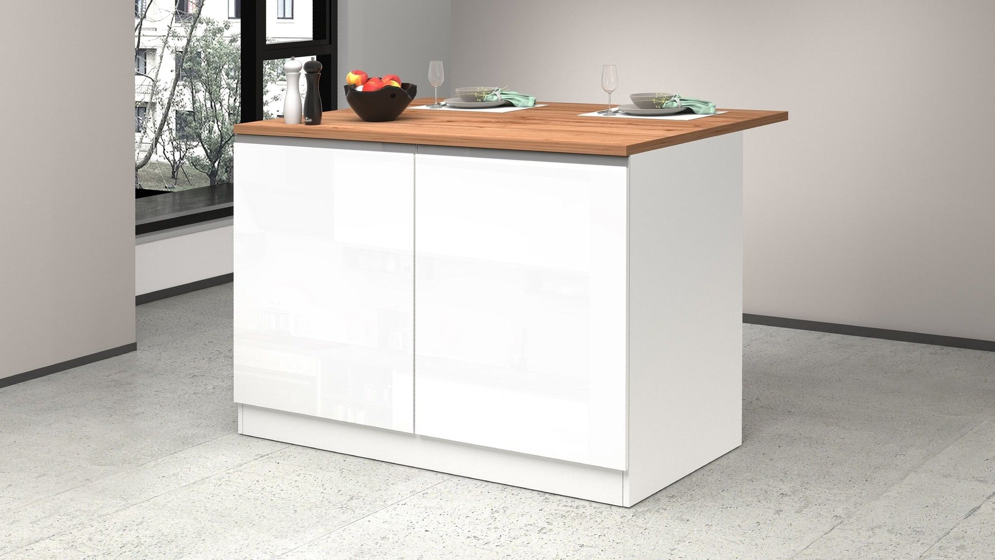 Isola SOLE 2 ante - Glossy white / Matte white / Wotan Oak