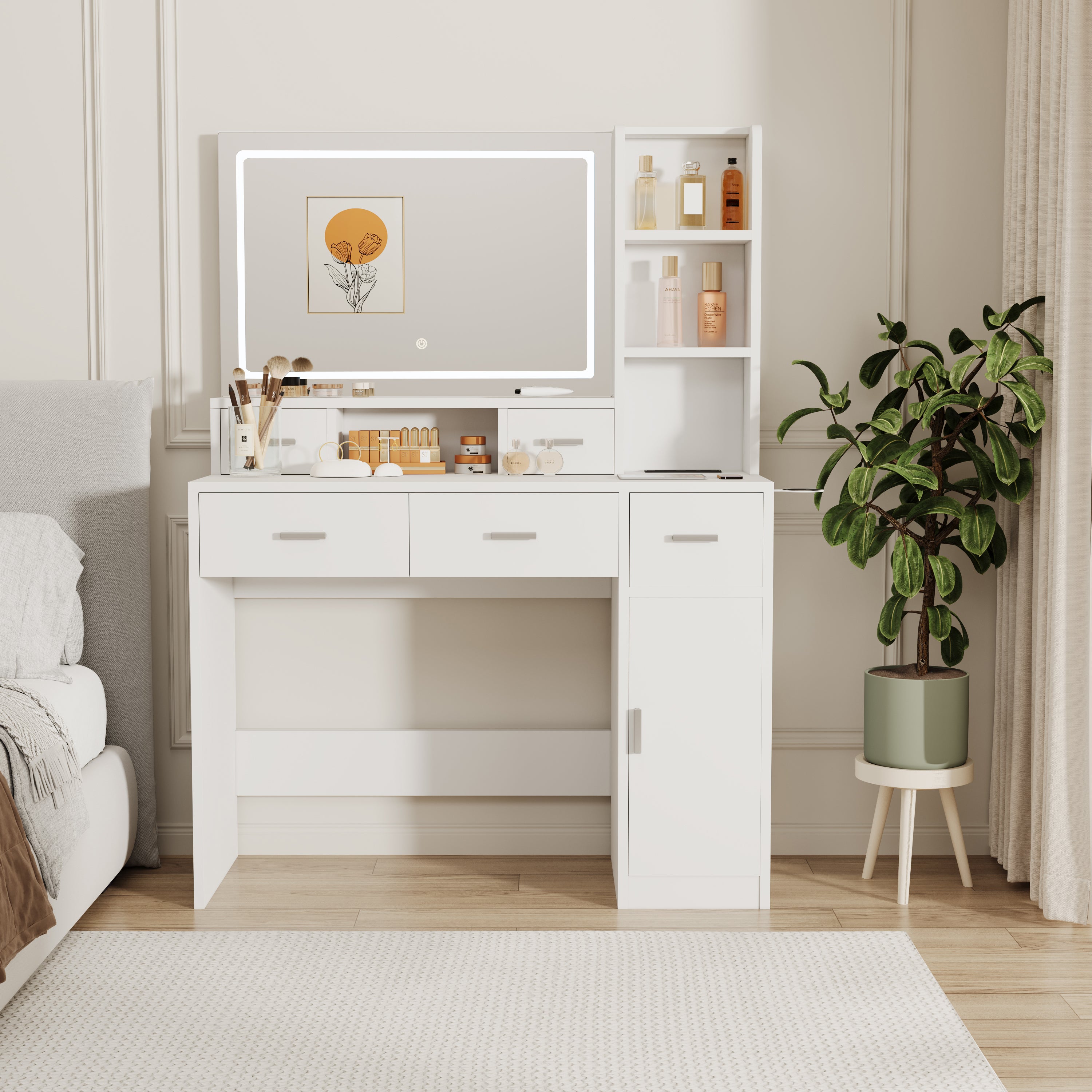 Toeletta Bianca con Specchio Smart LED