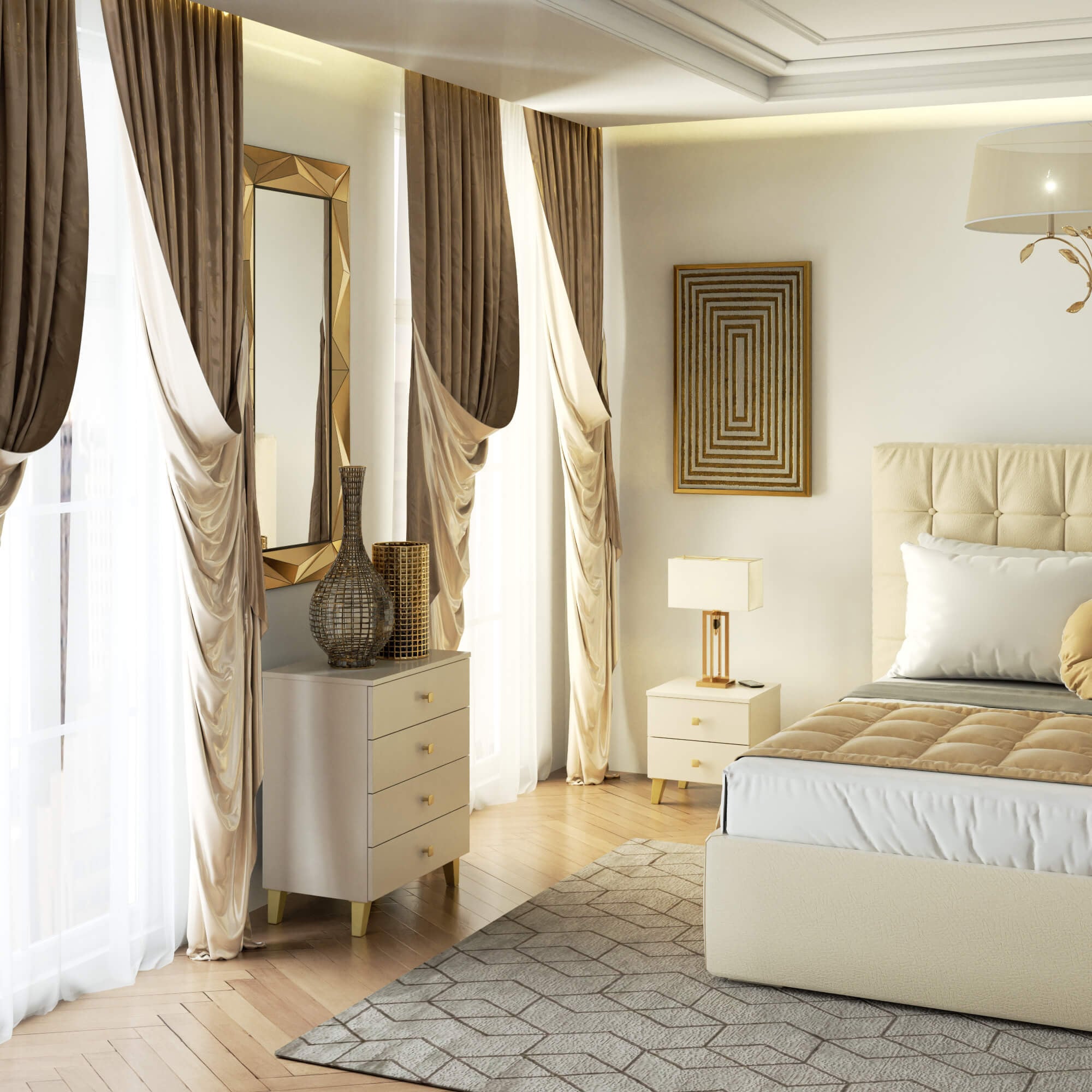 Cassettiera Nobile 60 cm 4 Cassetti – Cashmere e Oro