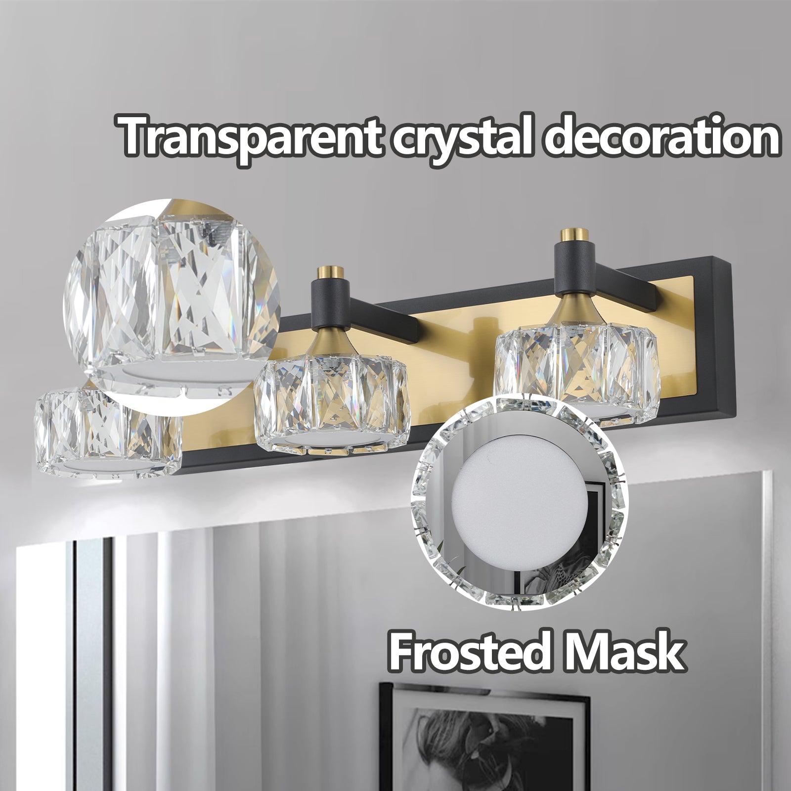 Lampada Bagno LED 3 Luci Cristallo