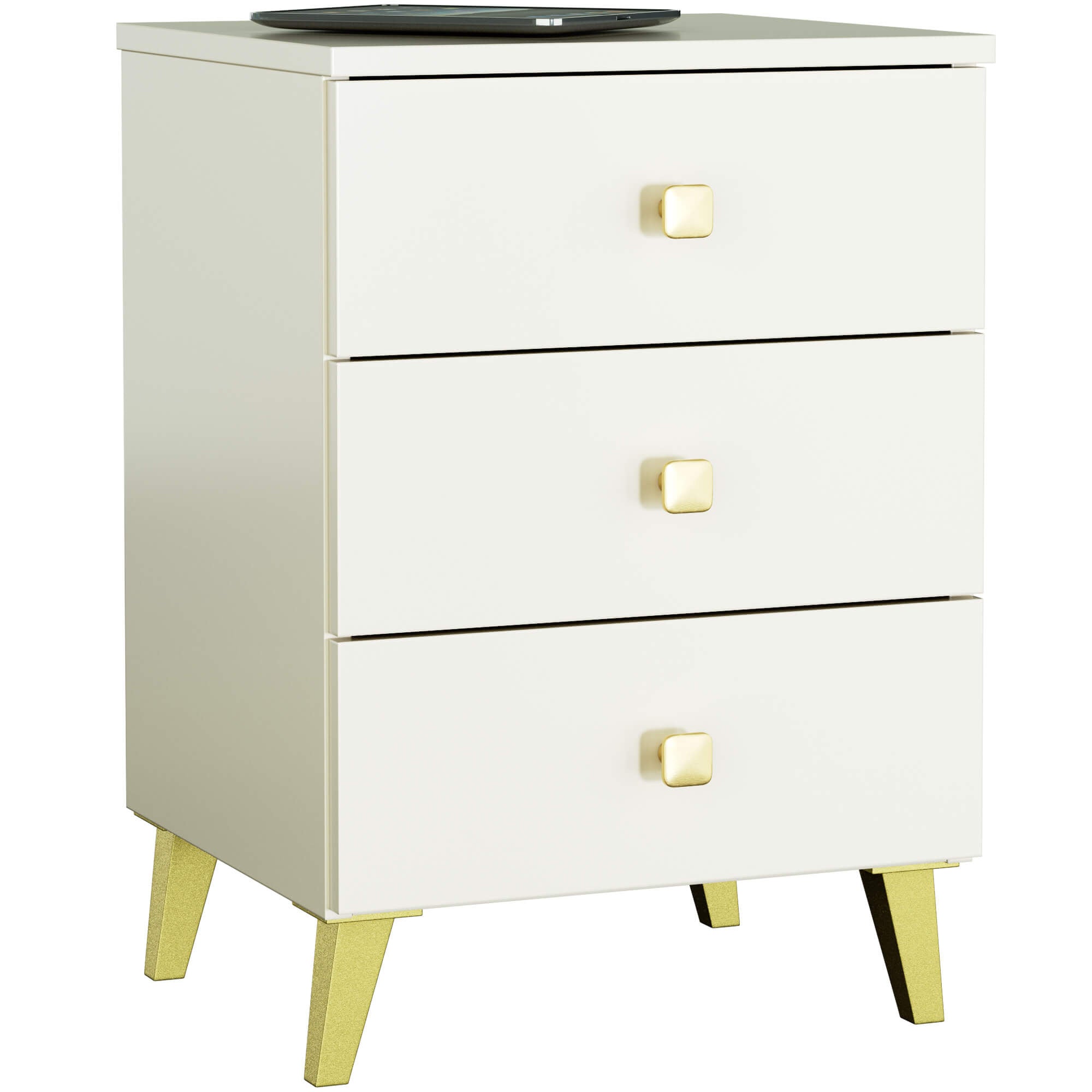 Comodino Nobile 40 cm 3 Cassetti – Cashmere e Oro