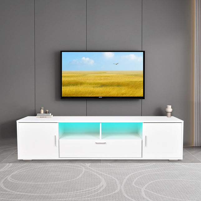 Modern TV Stand with LED Lights – Entertainment Center TV Cabinet with Storage for Up to 75 Inch TVs