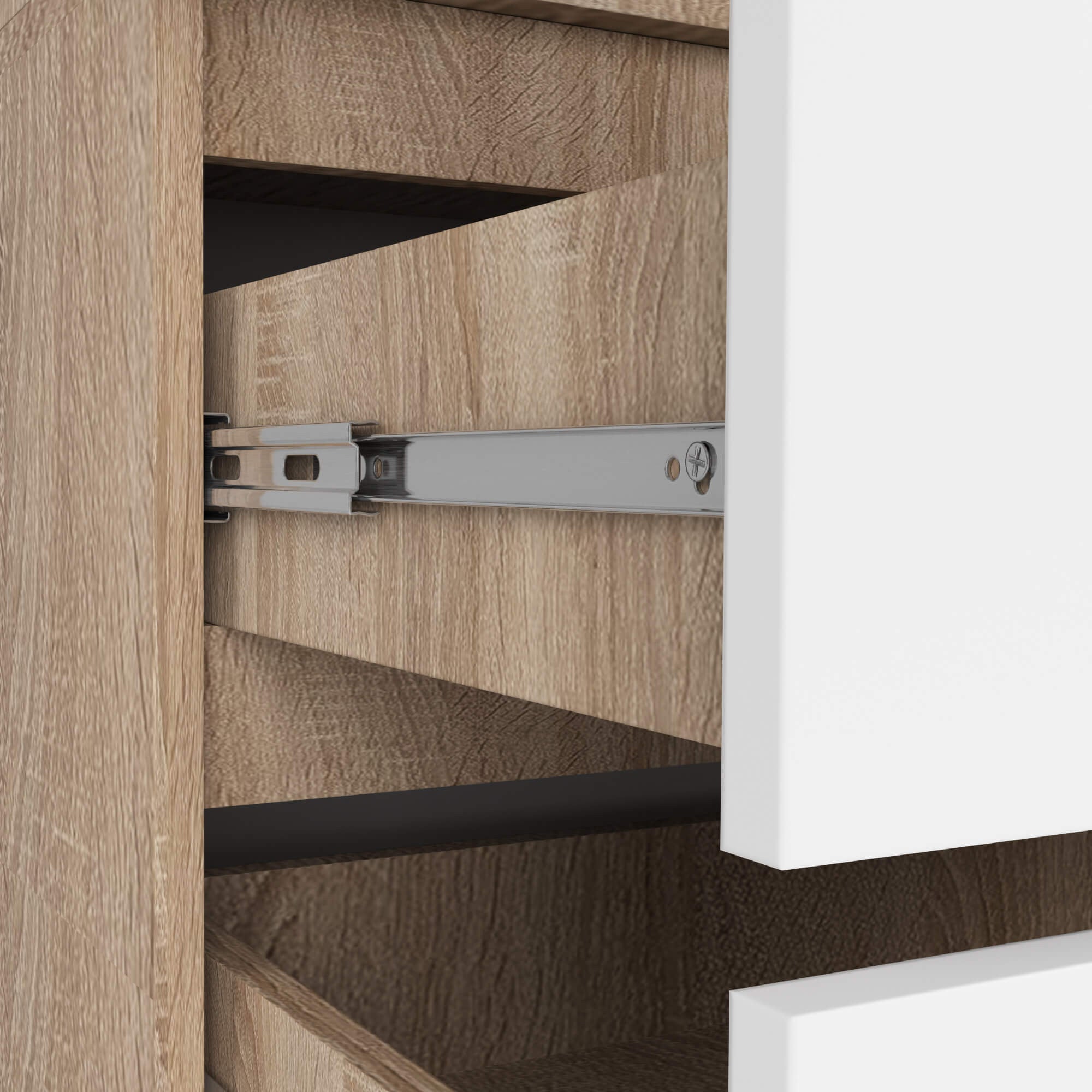 Armadio S 90 cm 2 Ante Specchio 2 Cassetti — Sonoma/Bianco