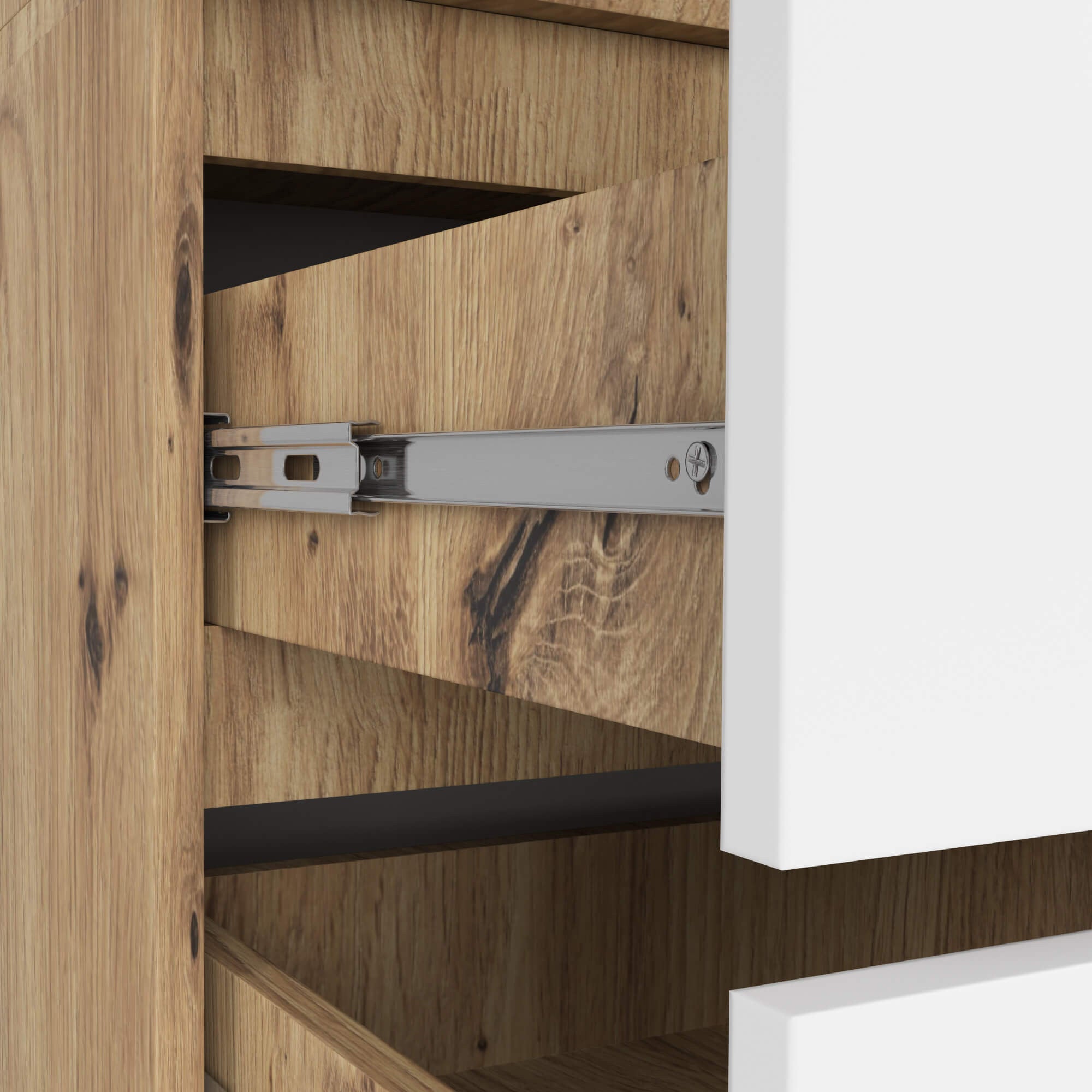 Armadio Nobile 90 cm 2 Ante 2 Cassetti – Rovere/Bianco
