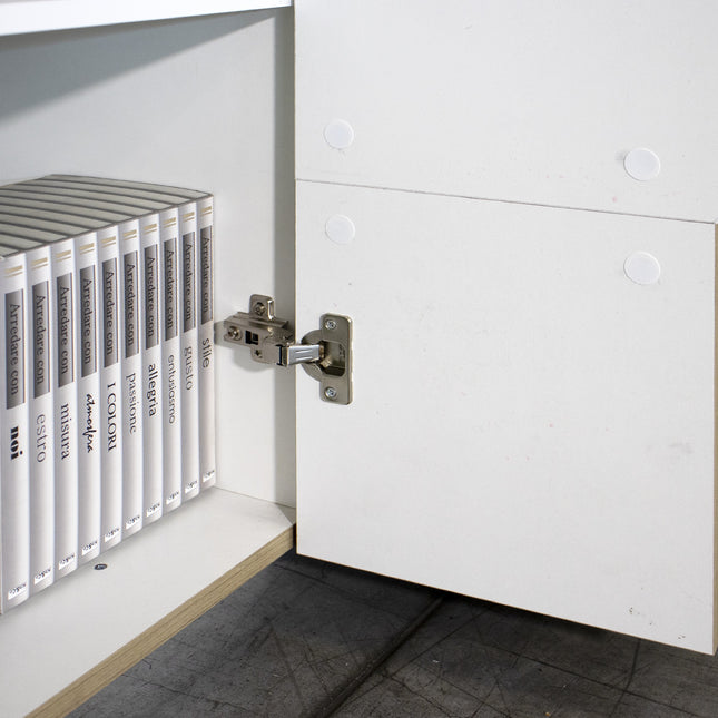 Credenza ALIEN da 141 cm - Bianco laccato lucido / Acero Pereira