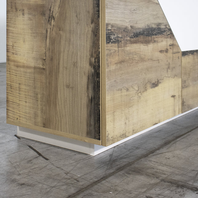 Credenza ALIEN da 141 cm - Bianco laccato lucido / Acero Pereira