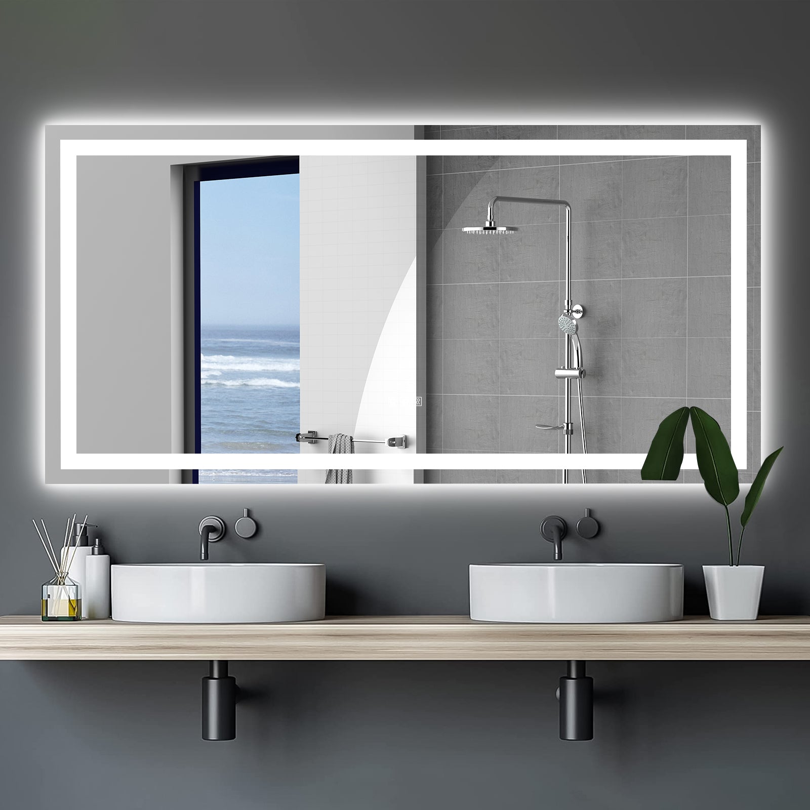 Specchio LED Bagno 183x91cm Antiappannamento