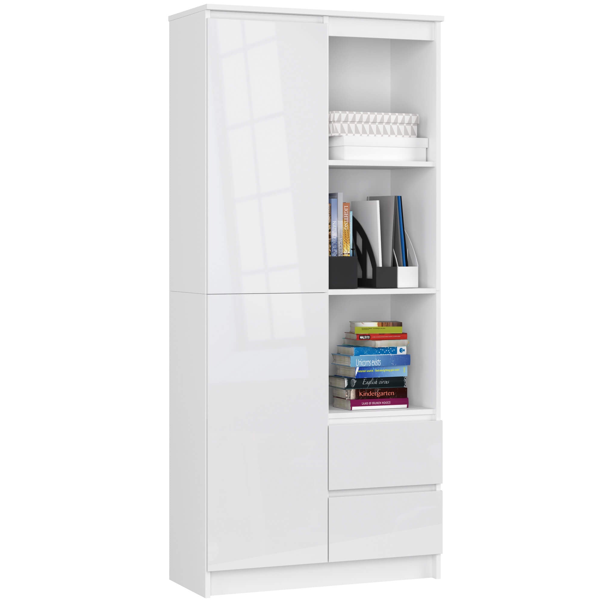 Libreria Linea 80 cm 6 Ripiani – Bianco Lucido