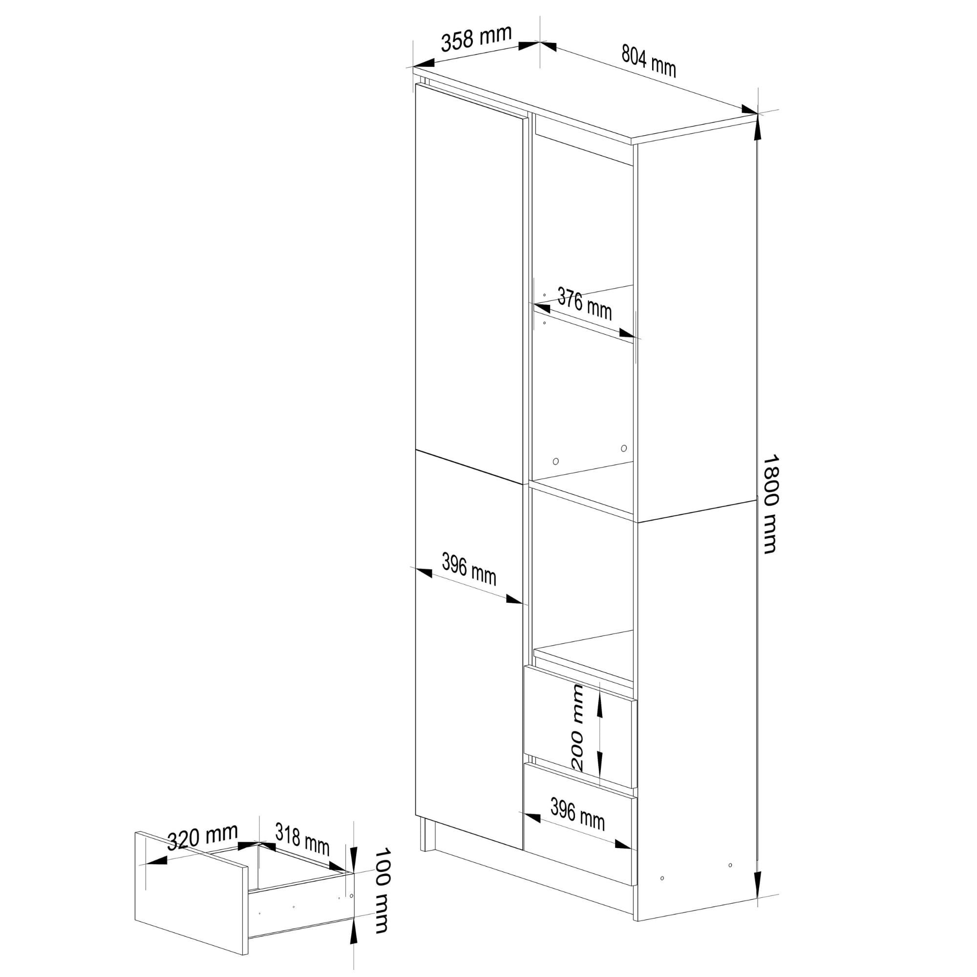 Libreria Linea 80 cm 6 Ripiani – Bianco Lucido