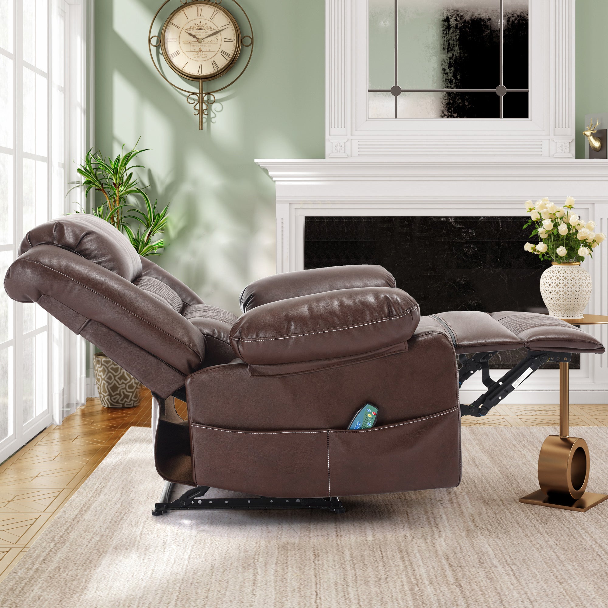 Poltrona Relax Massaggiante in Pelle con Reclinazione Manuale