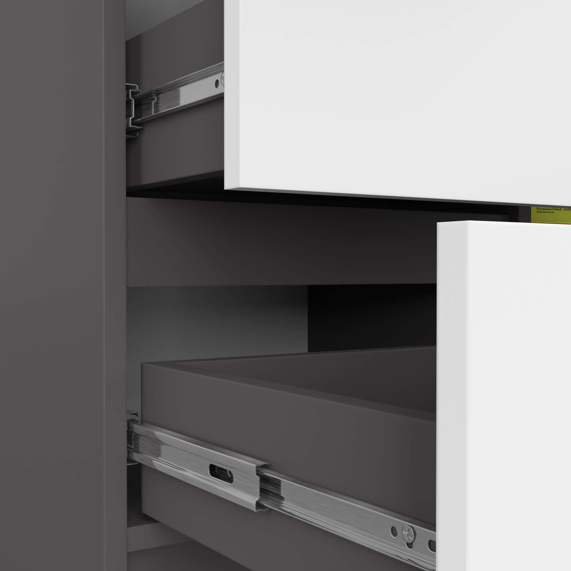 Cassettiera Aria 80 cm 1 Anta 3 Cassetti – Grafite/Bianco