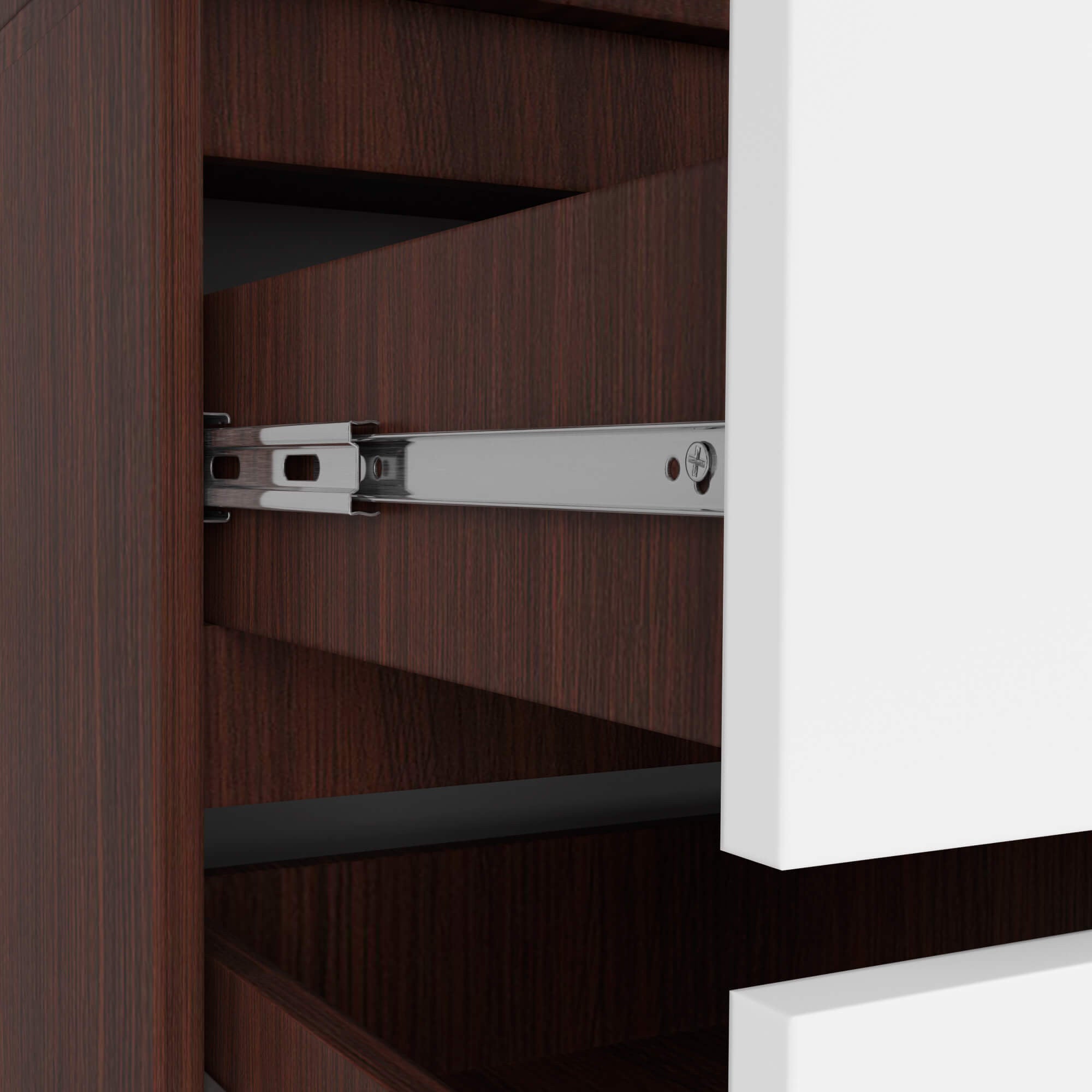 Armadio Nobile 90 cm 2 Ante 2 Cassetti con Specchi – Wenge/Bianco