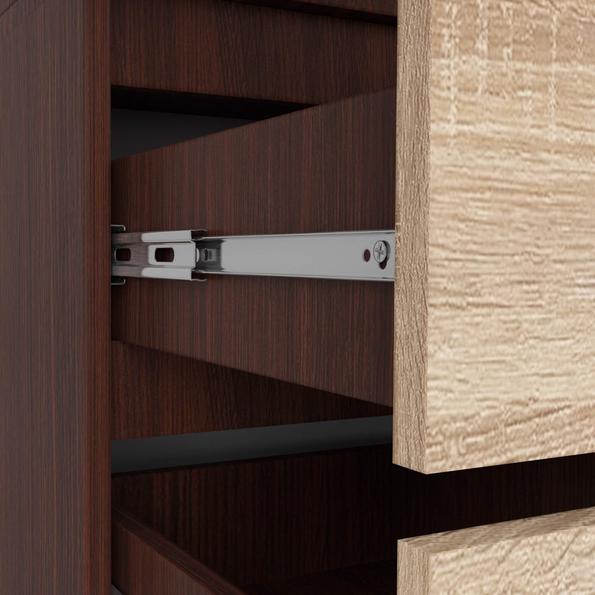 Armadio Linea 90 cm 2 Ante Specchio 2 Cassetti — Wengè/Sonoma