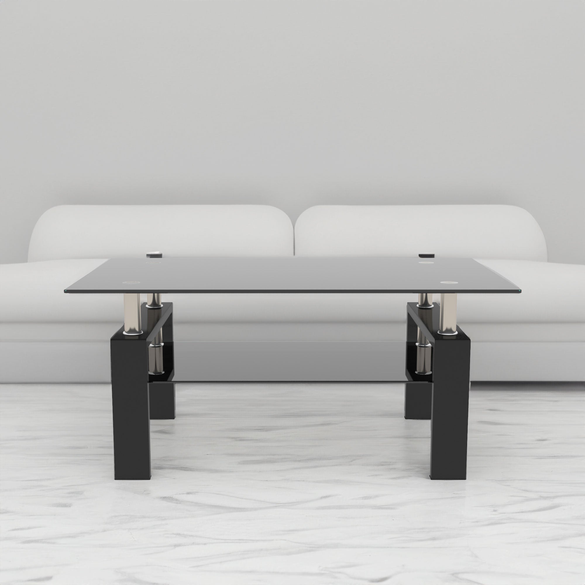 Tavolino Caffè Vetro Nero Moderno