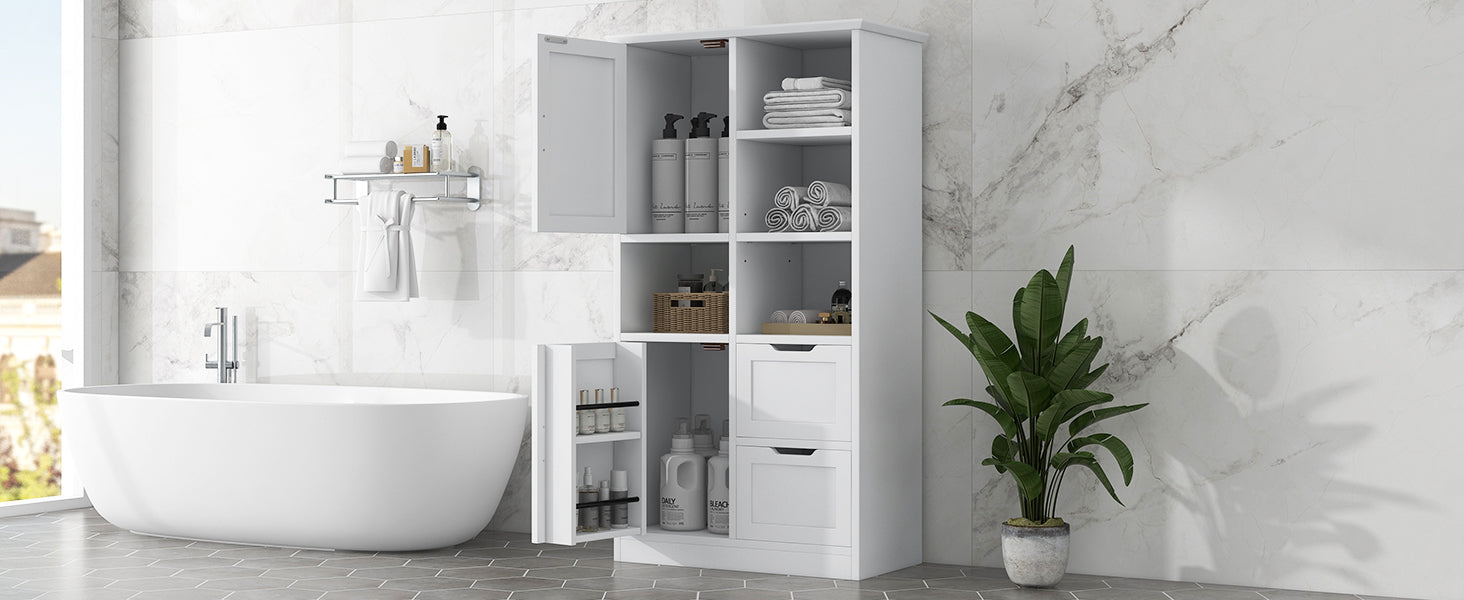 Mobile Bagno Porte Cassetti Ripiani Bianco