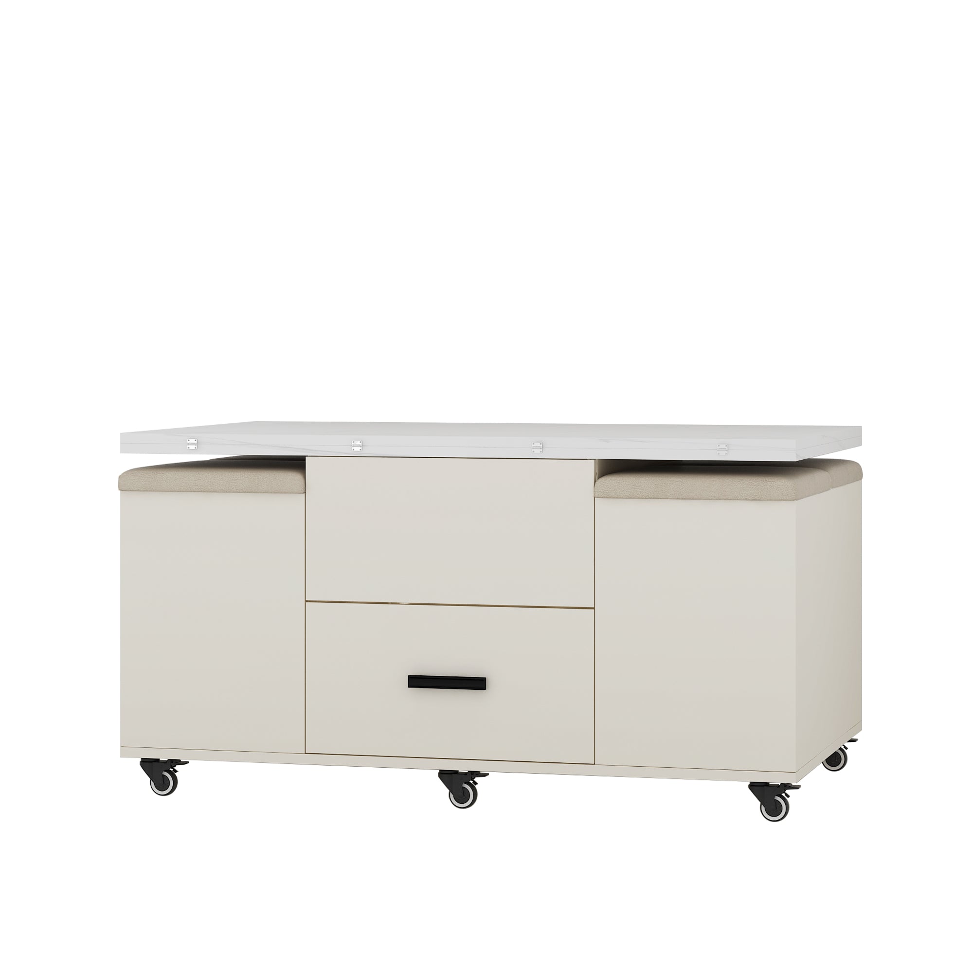 Tavolino Caffè Sollevabile con 4 Sedie