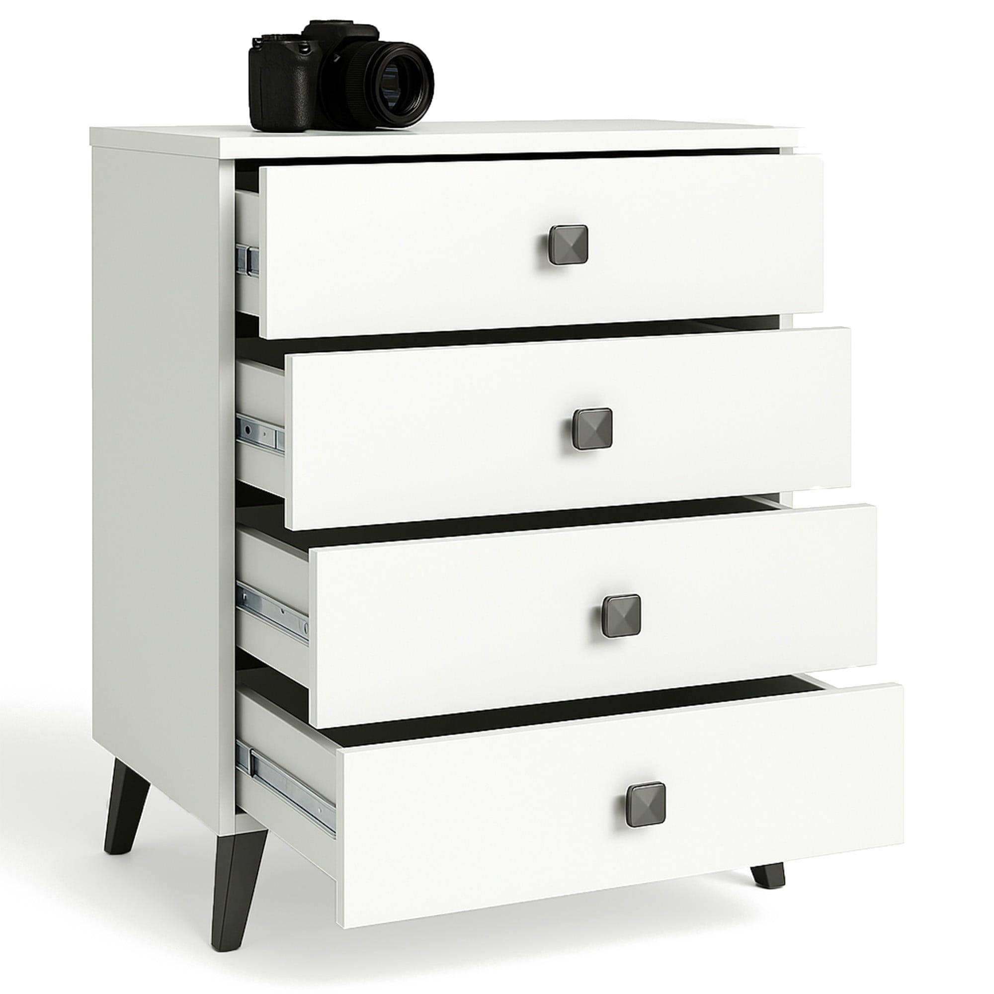 Cassettiera Aria 60 cm 4 Cassetti – Bianco/Nero