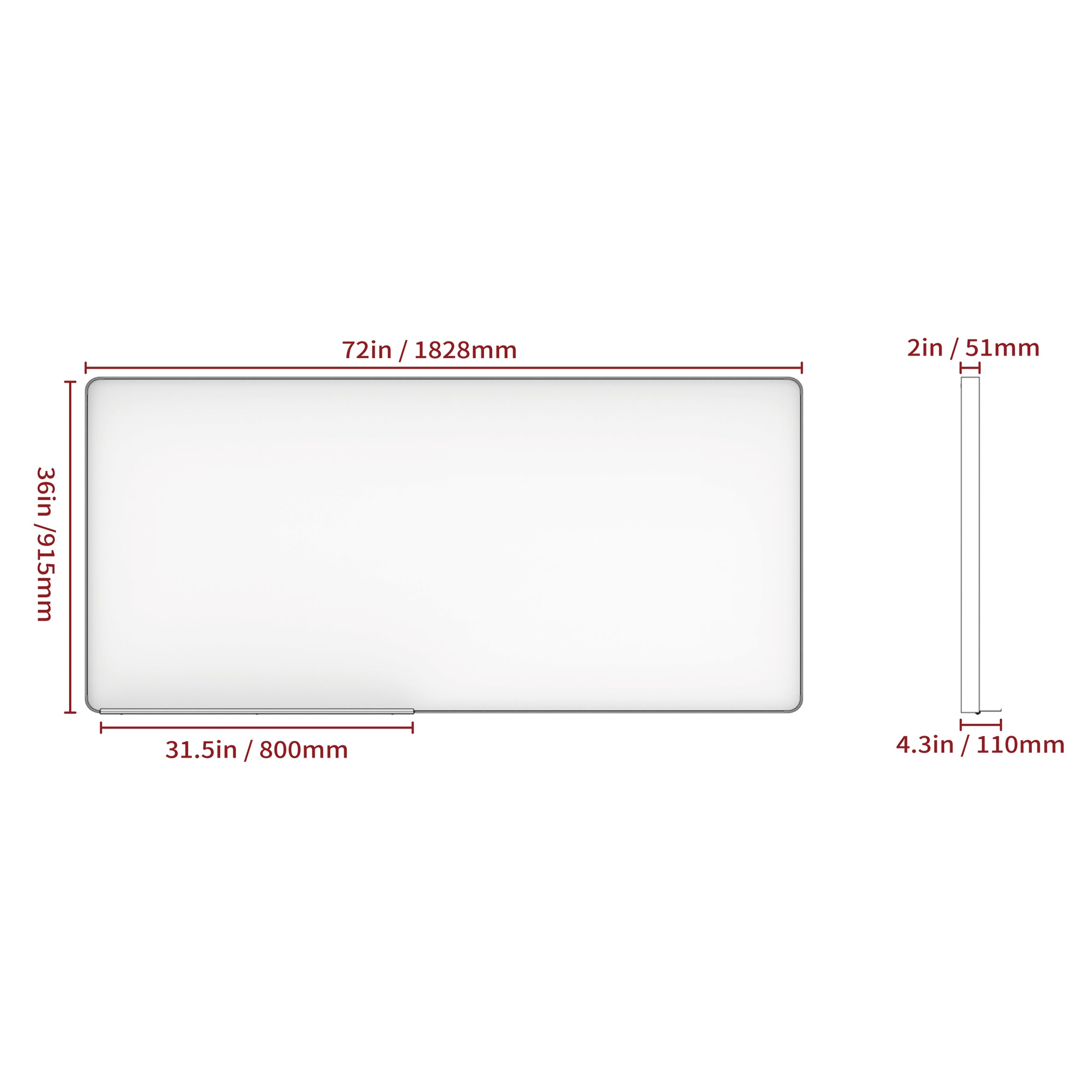 Specchio Bagno 183x91cm con Vassoio Mobile