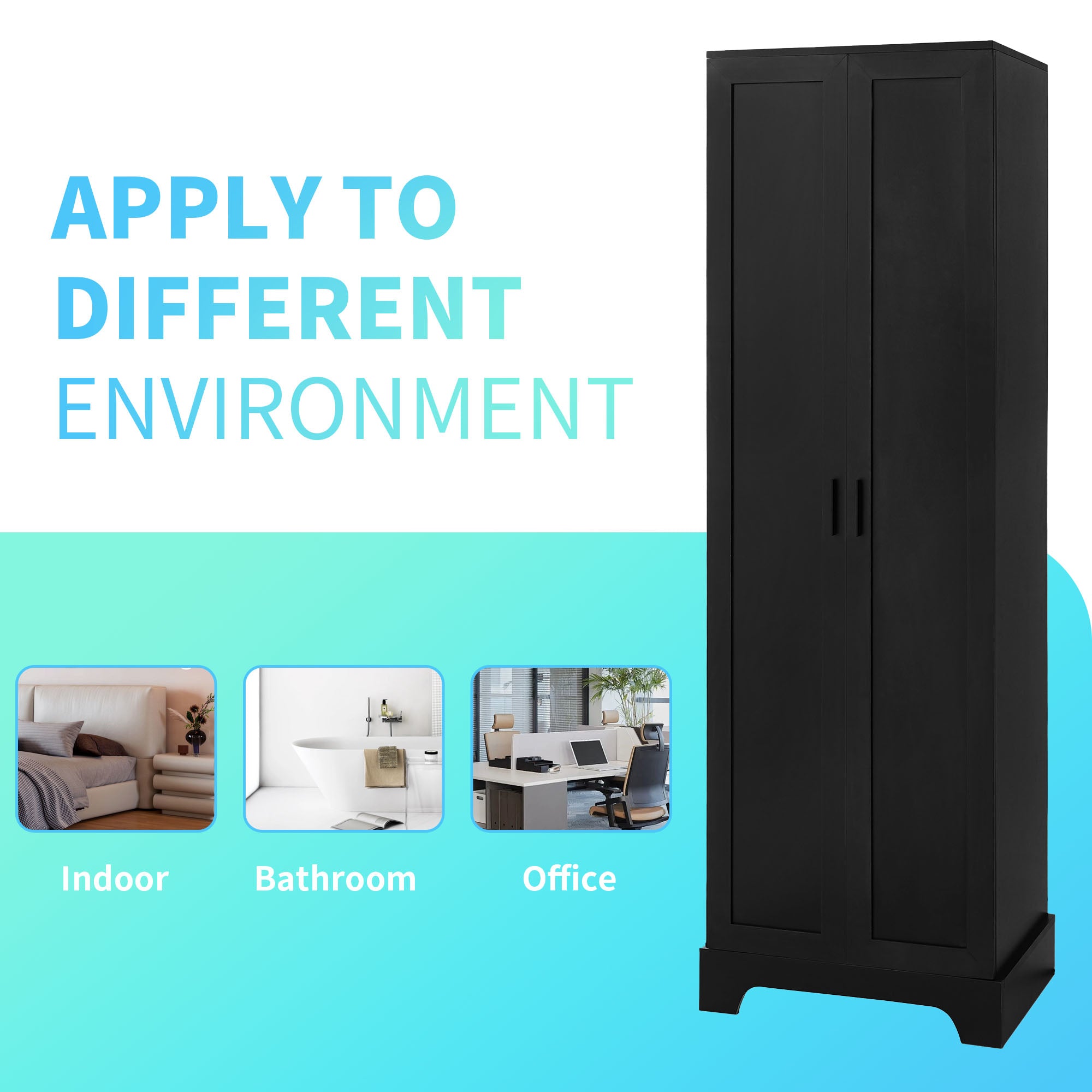 Mobile Alto Bagno Nero 2 Ante 181cm