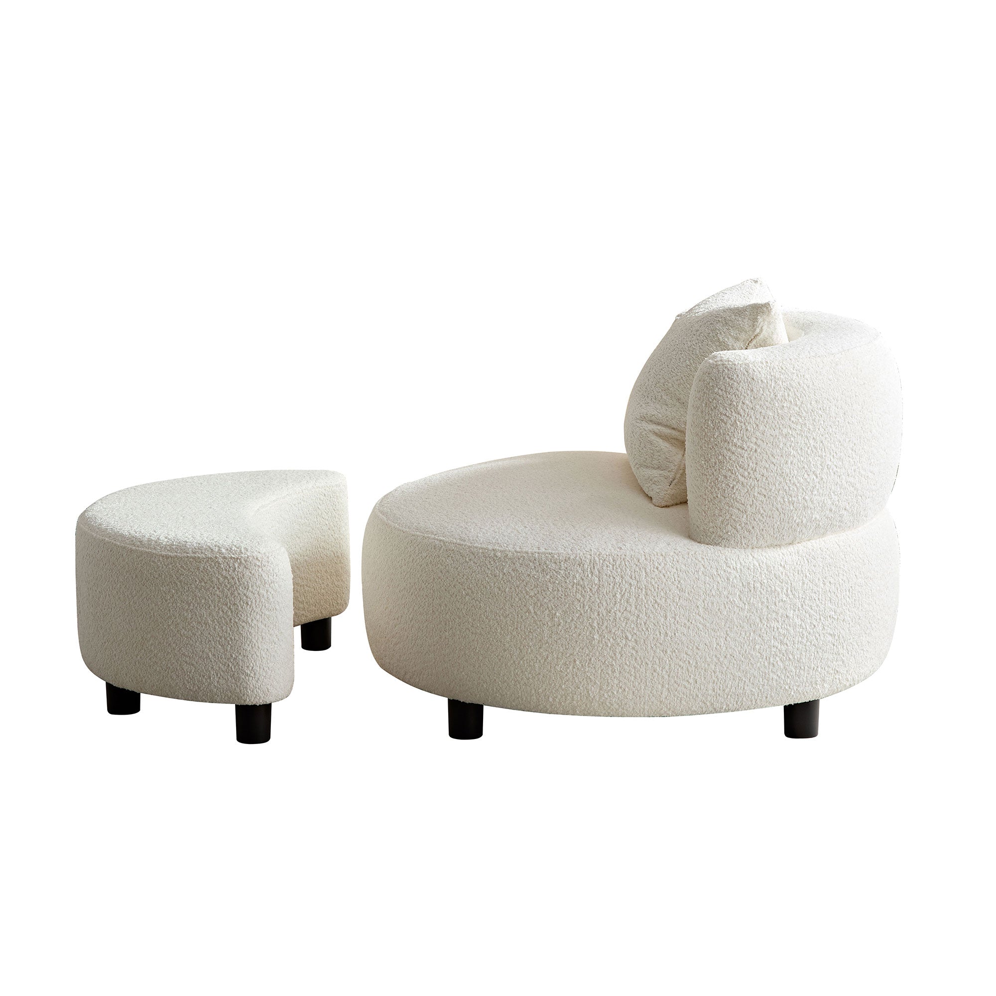 Poltrona Teddy con Poggiapiedi Beige per Soggiorno