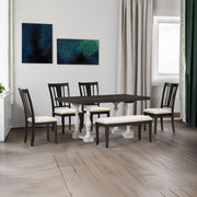 Set Tavolo Pranzo Estendibile 6 Pezzi Bianco