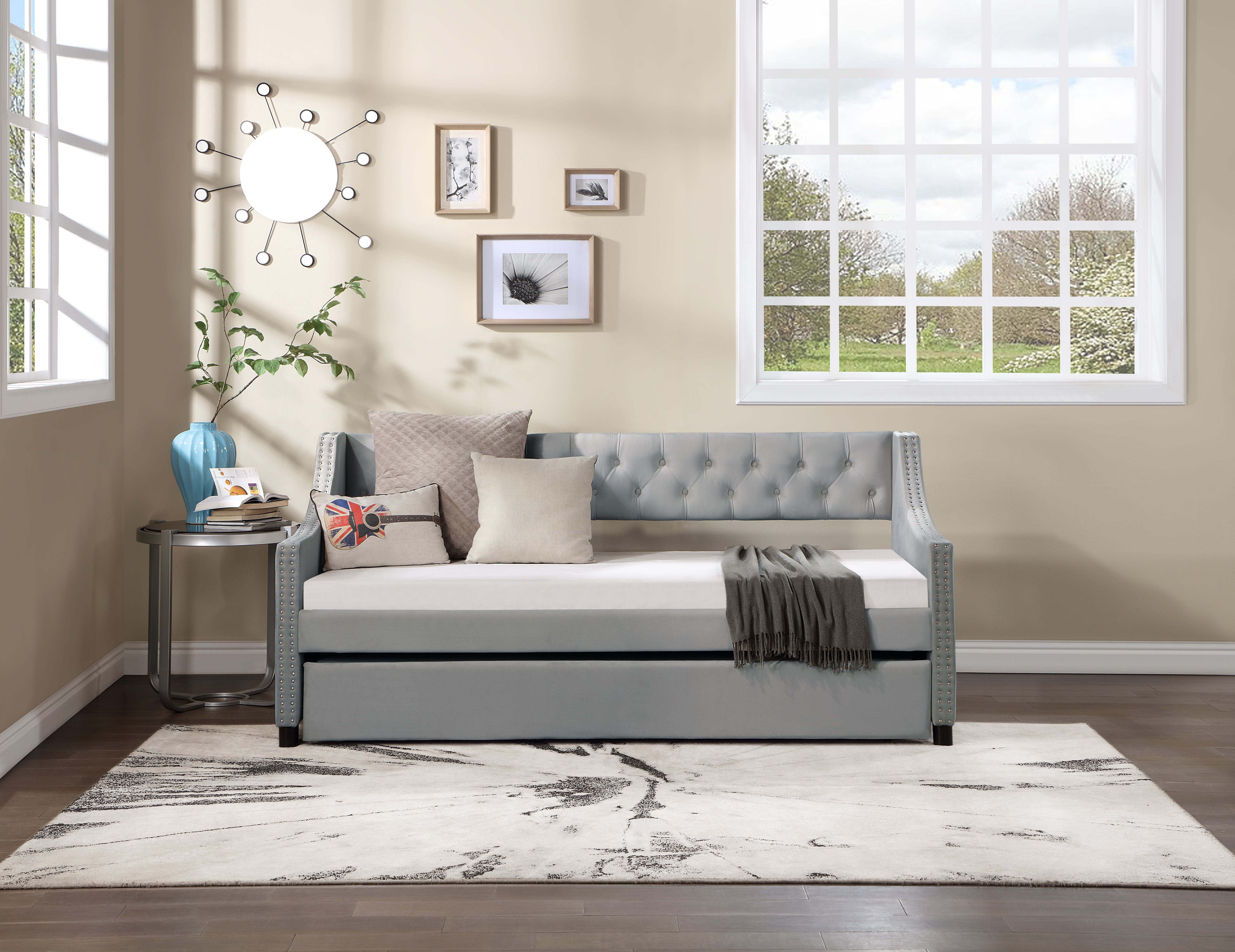 Daybed Full Size con Letto Estraibile Grigio
