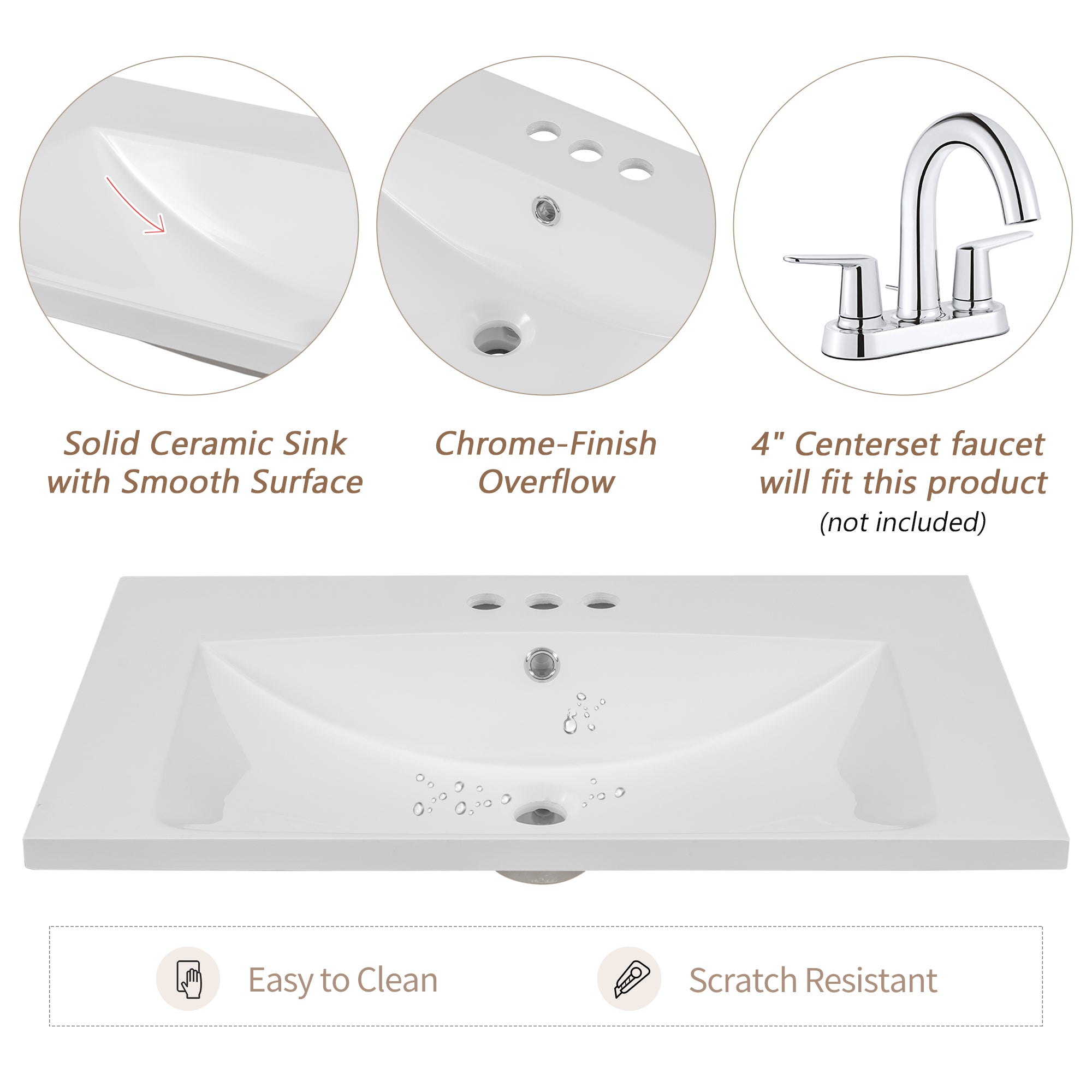 Piano Lavabo 76cm Ceramica Bianco