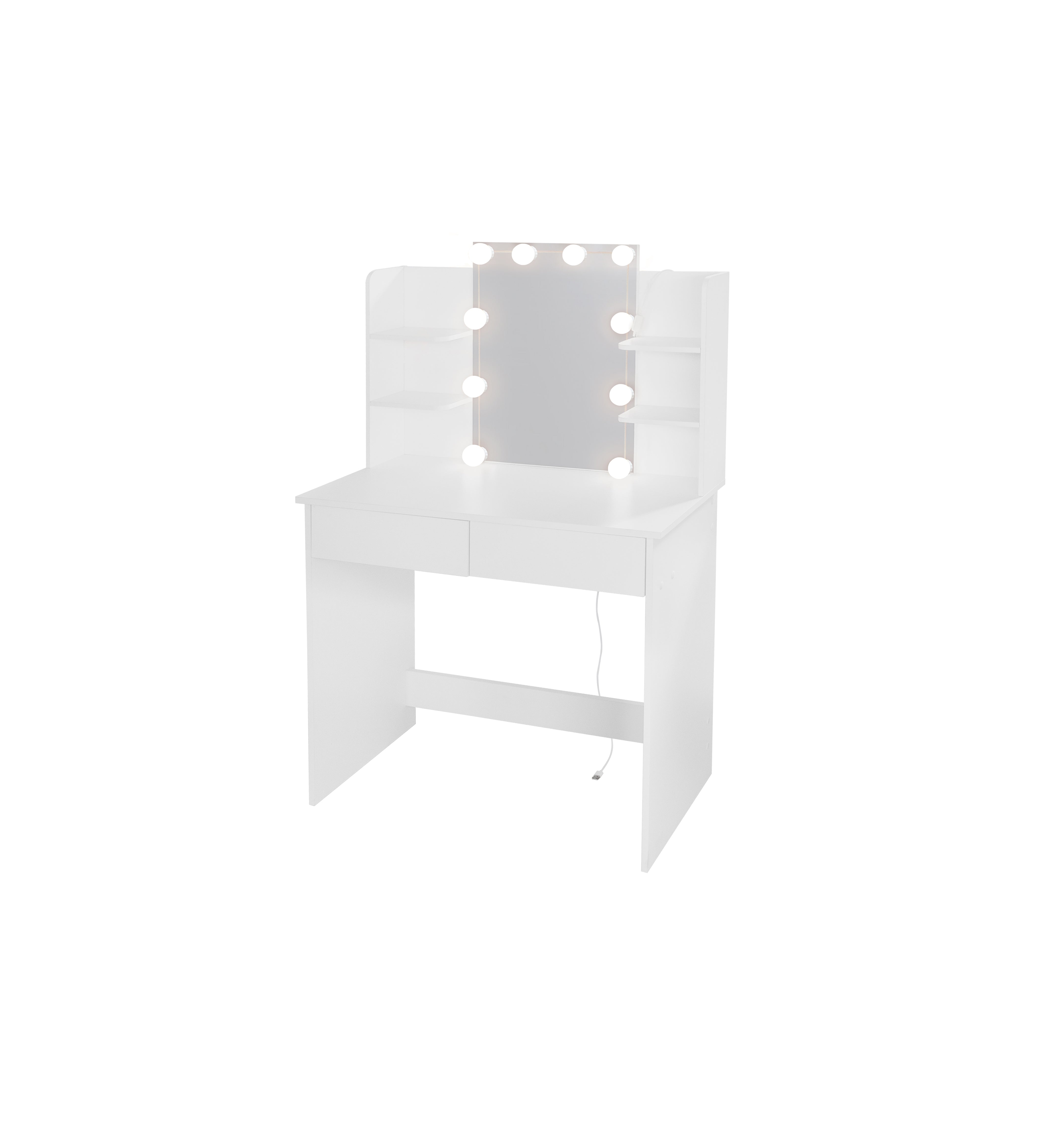 Toeletta Bianca con LED e 2 Cassetti