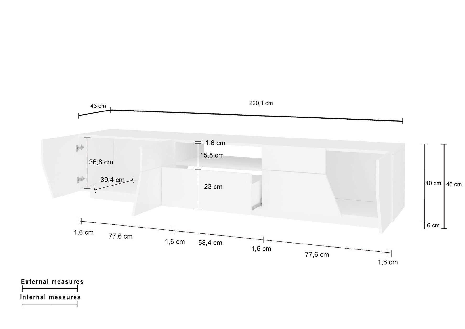 Porta tv ALIEN 220 cm.