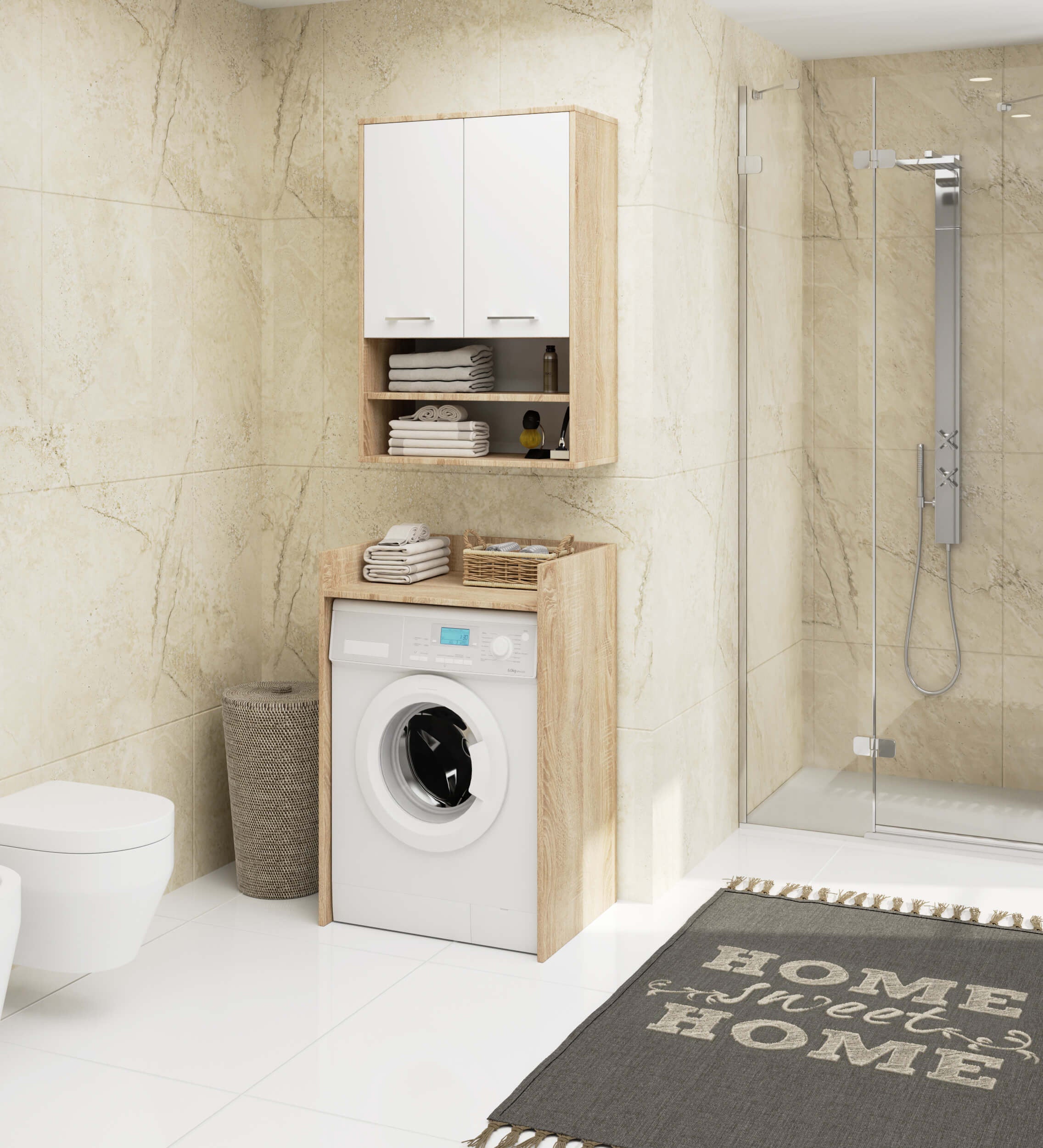Pensile Bagno Aria 64 cm 2 Ante – Rovere/Bianco