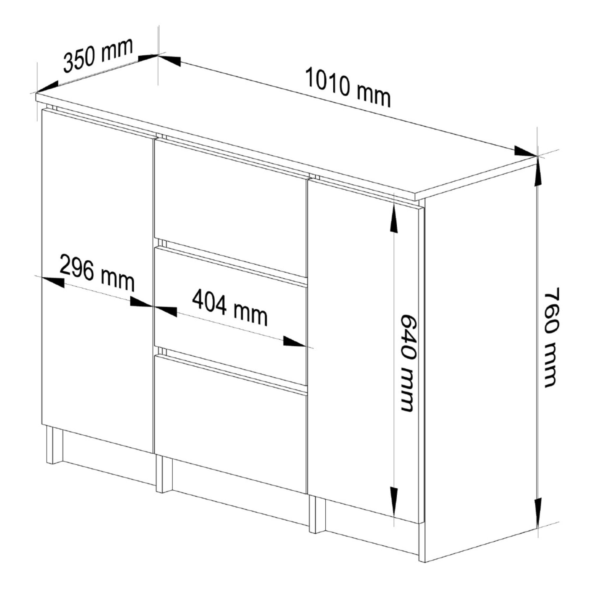 Cassettiera Linea 100 cm 2 Ante 3 Cassetti – Cemento