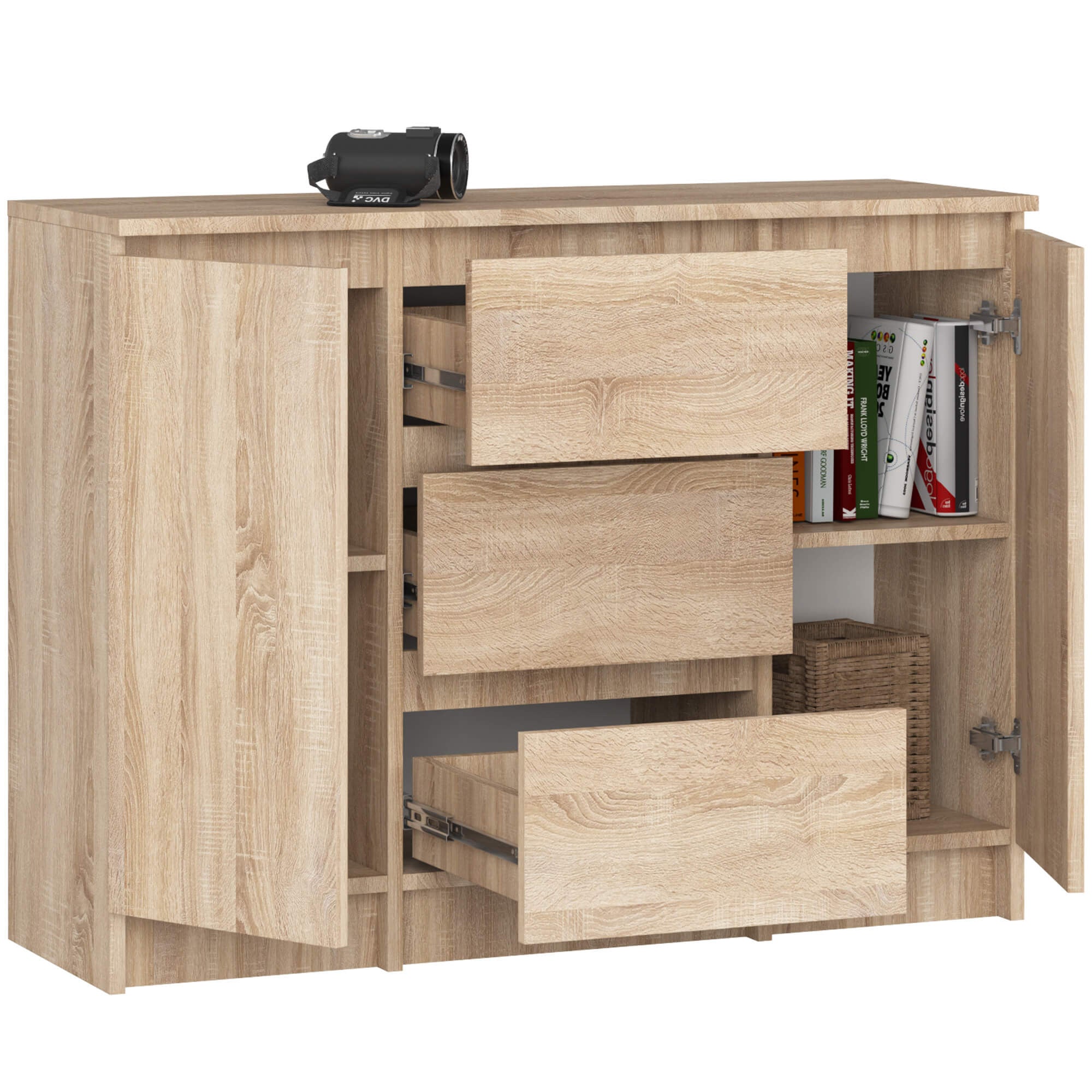 Credenza Linea 100 cm 2 Ante 3 Cassetti – Sonoma