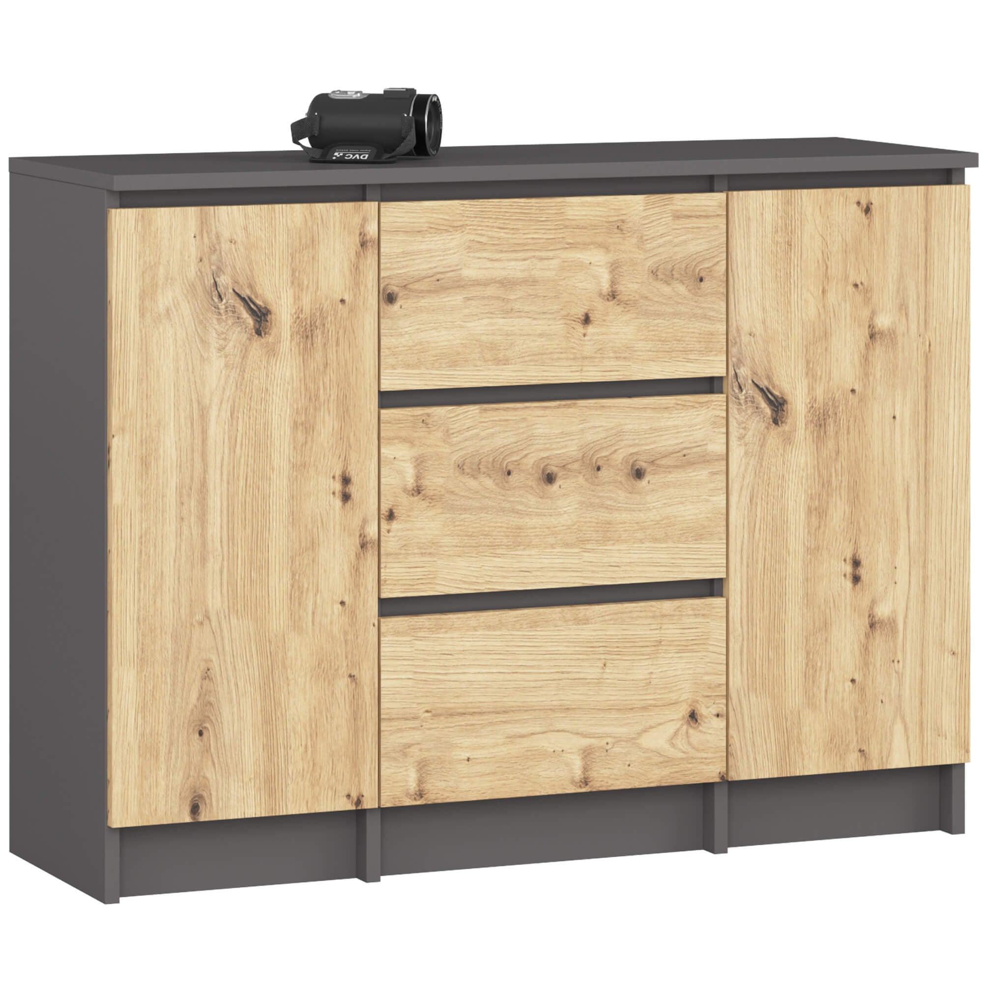 Credenza Nobile 101 cm 2 Ante 3 Cassetti – Grafite