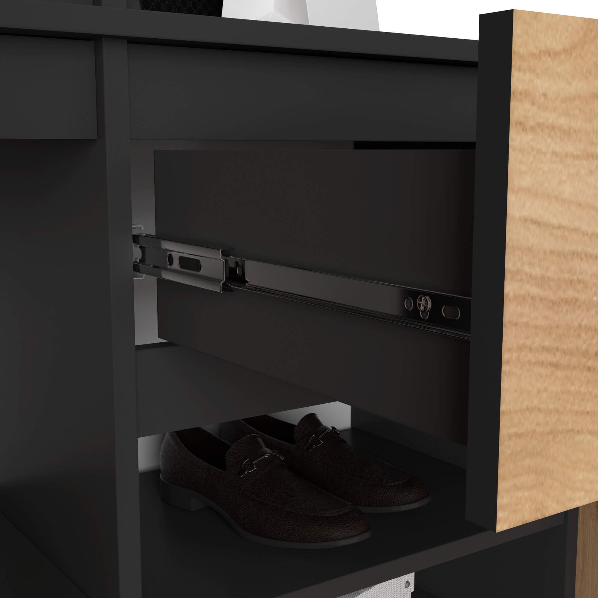 Set Ingresso Entro 2 Ante Specchio Cassetto – Nero/Rovere Craft