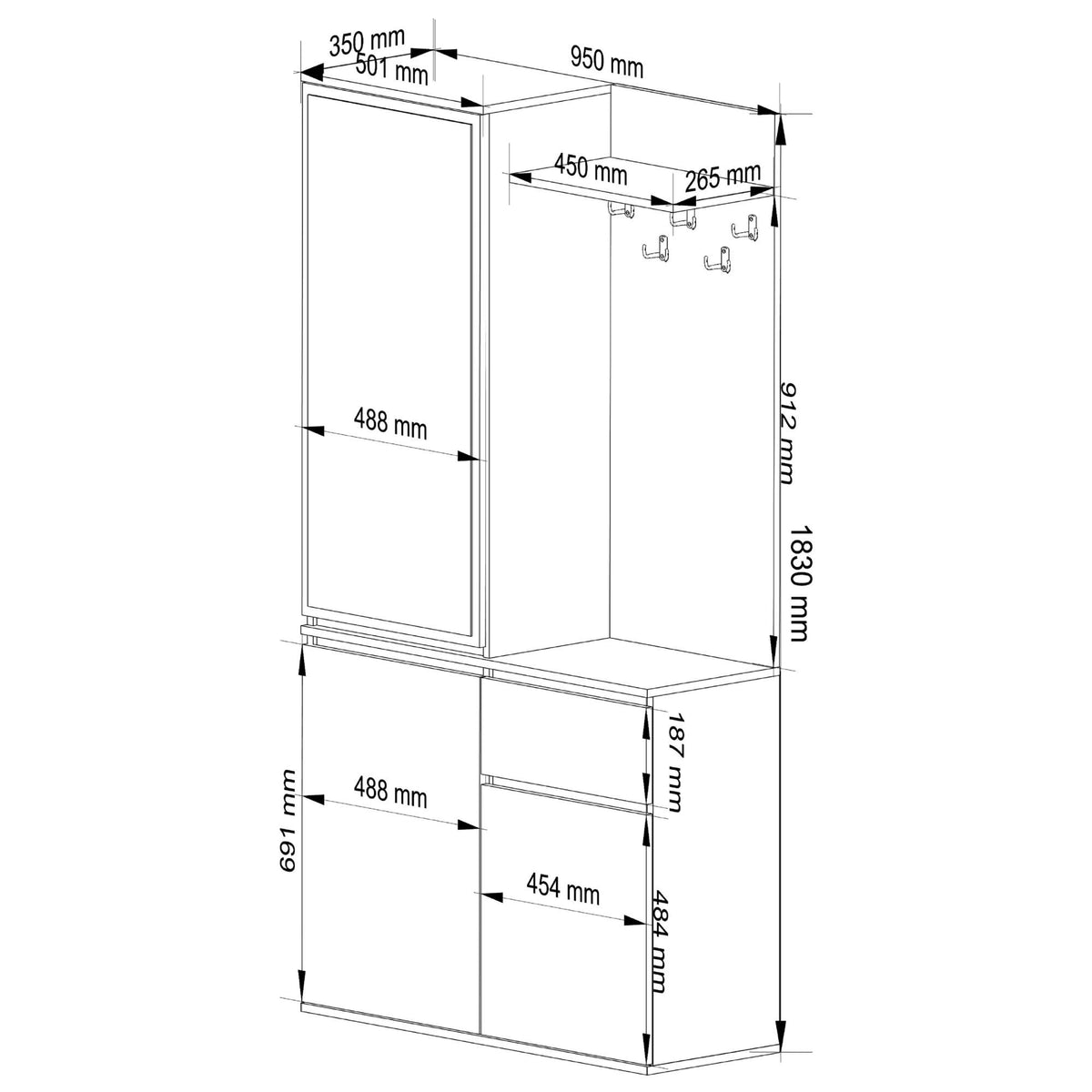 Set Ingresso Entro 2 Ante 1 Cassetto – Rovere Sonoma