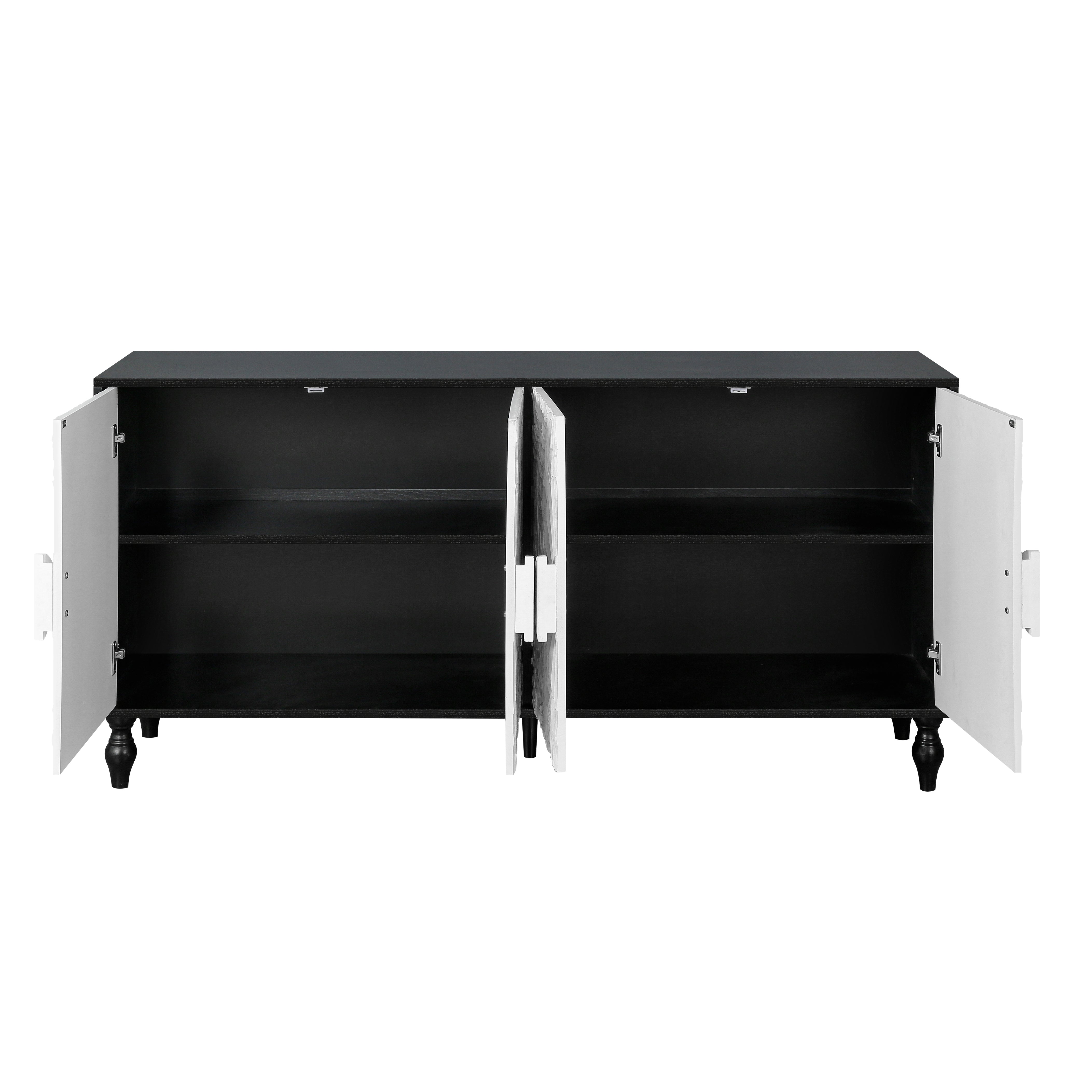 Mobile TV Vintage Bianco Porte Intagliate