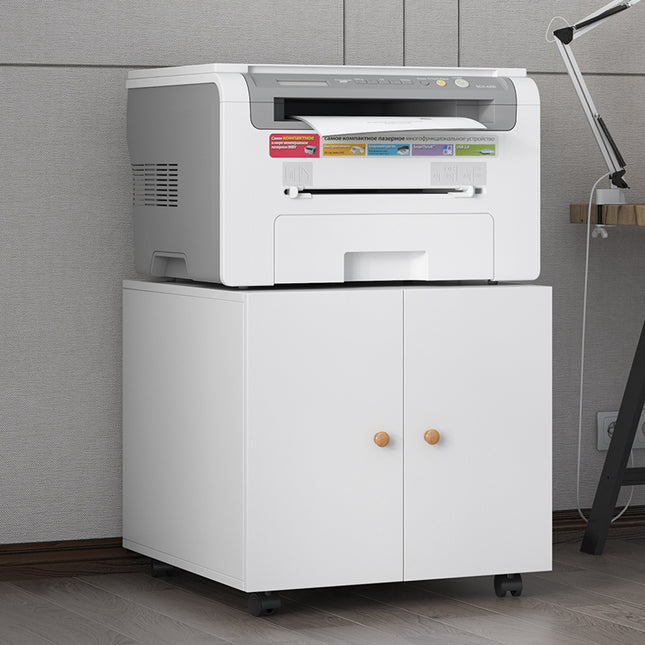 White Mobile Pedestal Copier Cabinet - Office Furniture File and Printer Stand