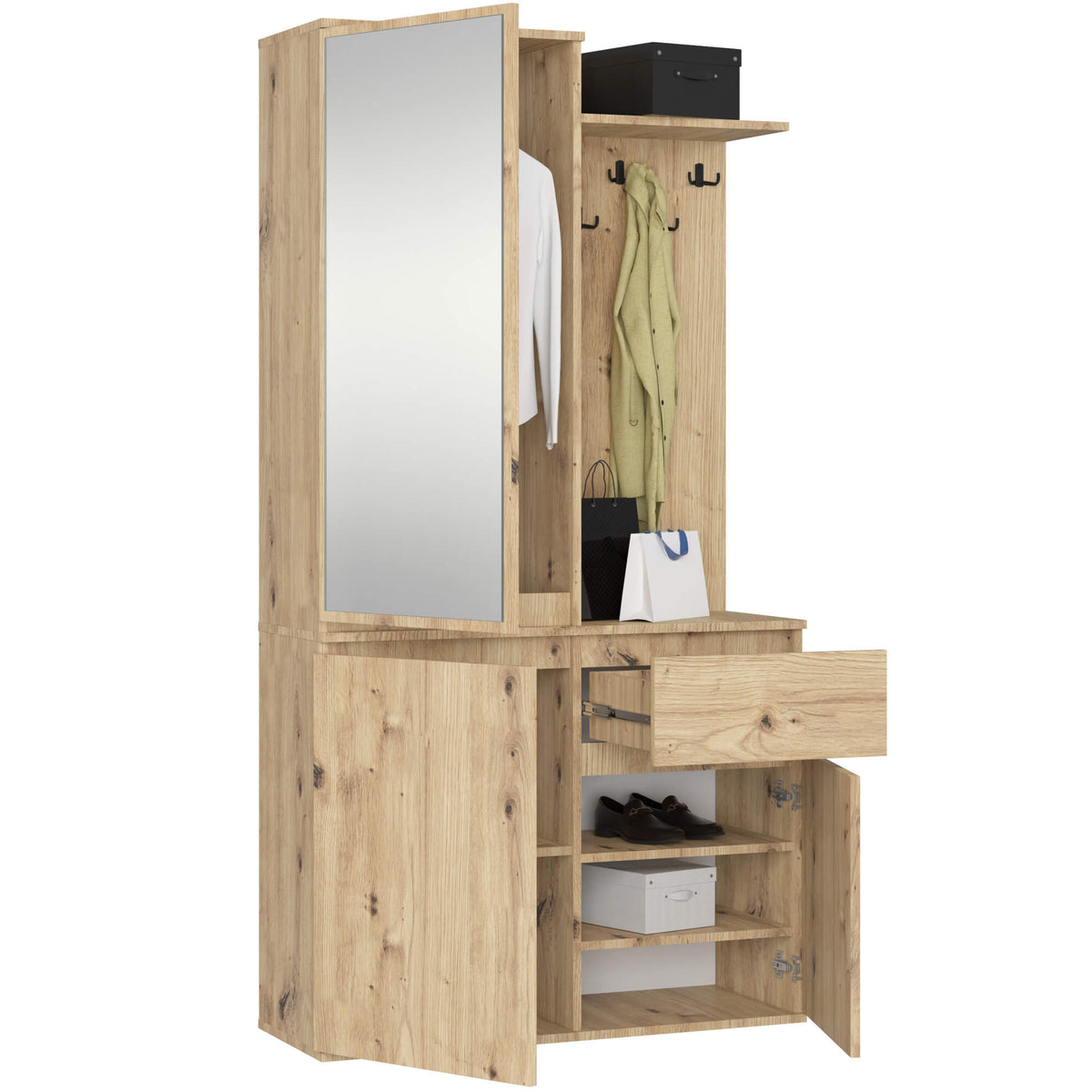 Set Ingresso Entro 2 Ante 1 Cassetto – Rovere Artisan