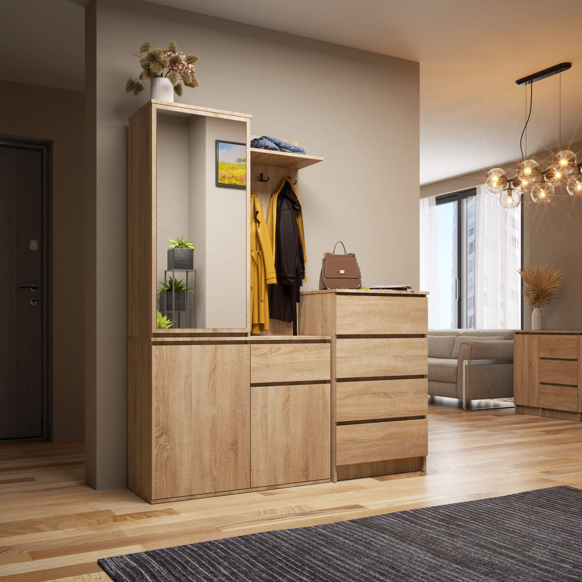 Set Ingresso Entro 2 Ante 1 Cassetto – Rovere Sonoma