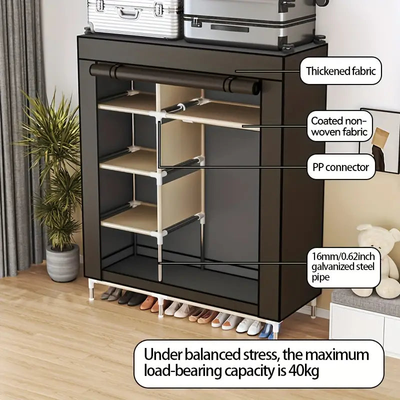 NNETM Modern Clothes Storage Wardrobe with Dustproof Cover-4